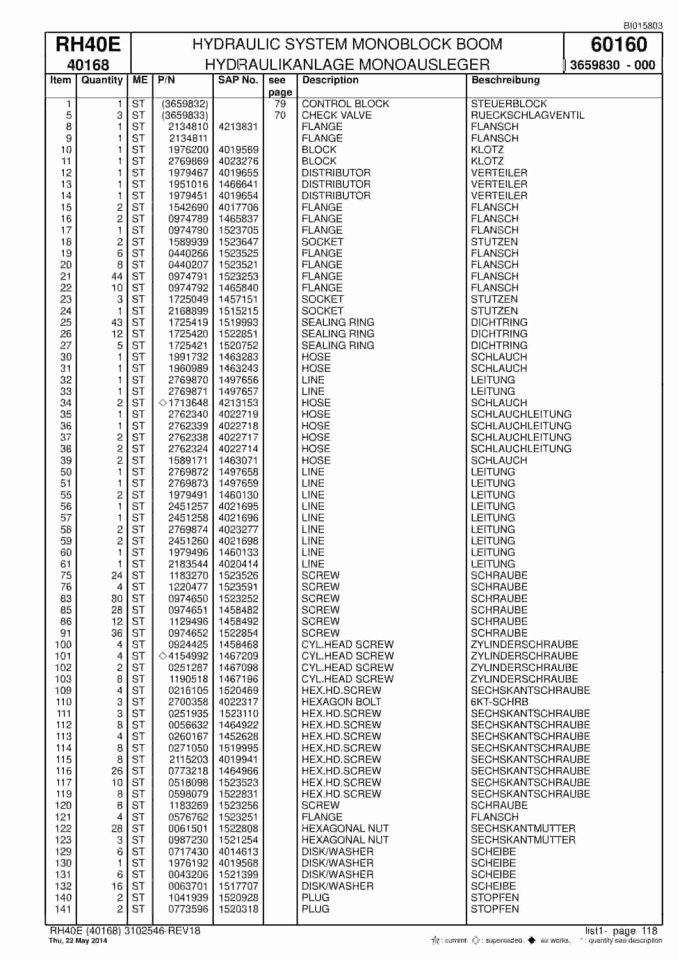 Caterpillar 6015 Hydraulic Shovel Spare Parts Manual BI015803-4