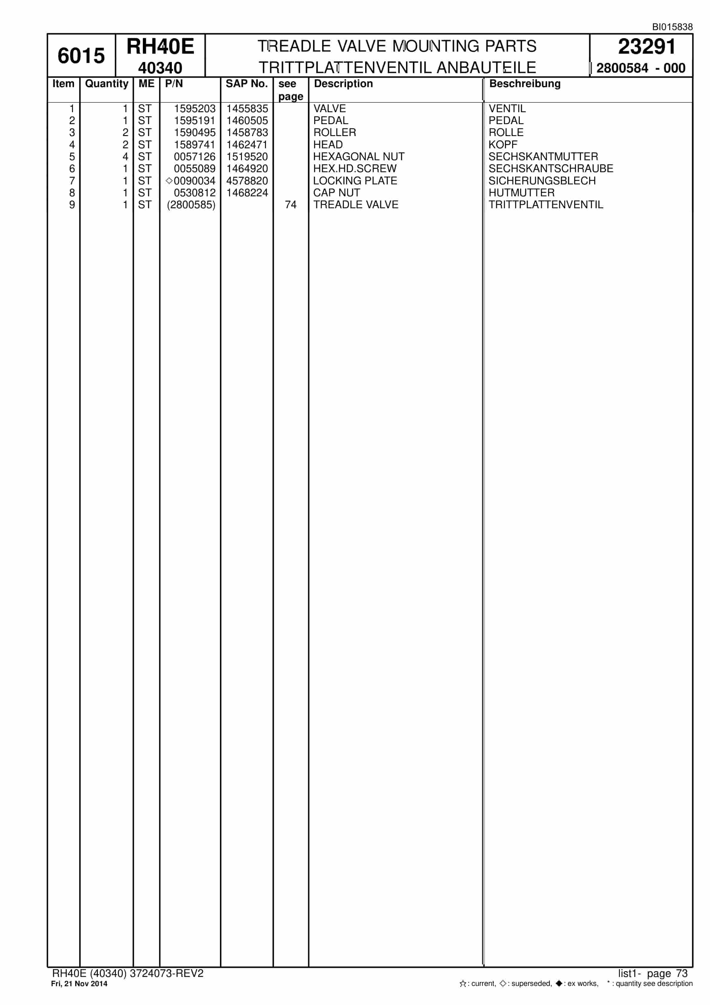 Caterpillar 6015 Hydraulic Shovel Spare Parts Manual BI015838-2
