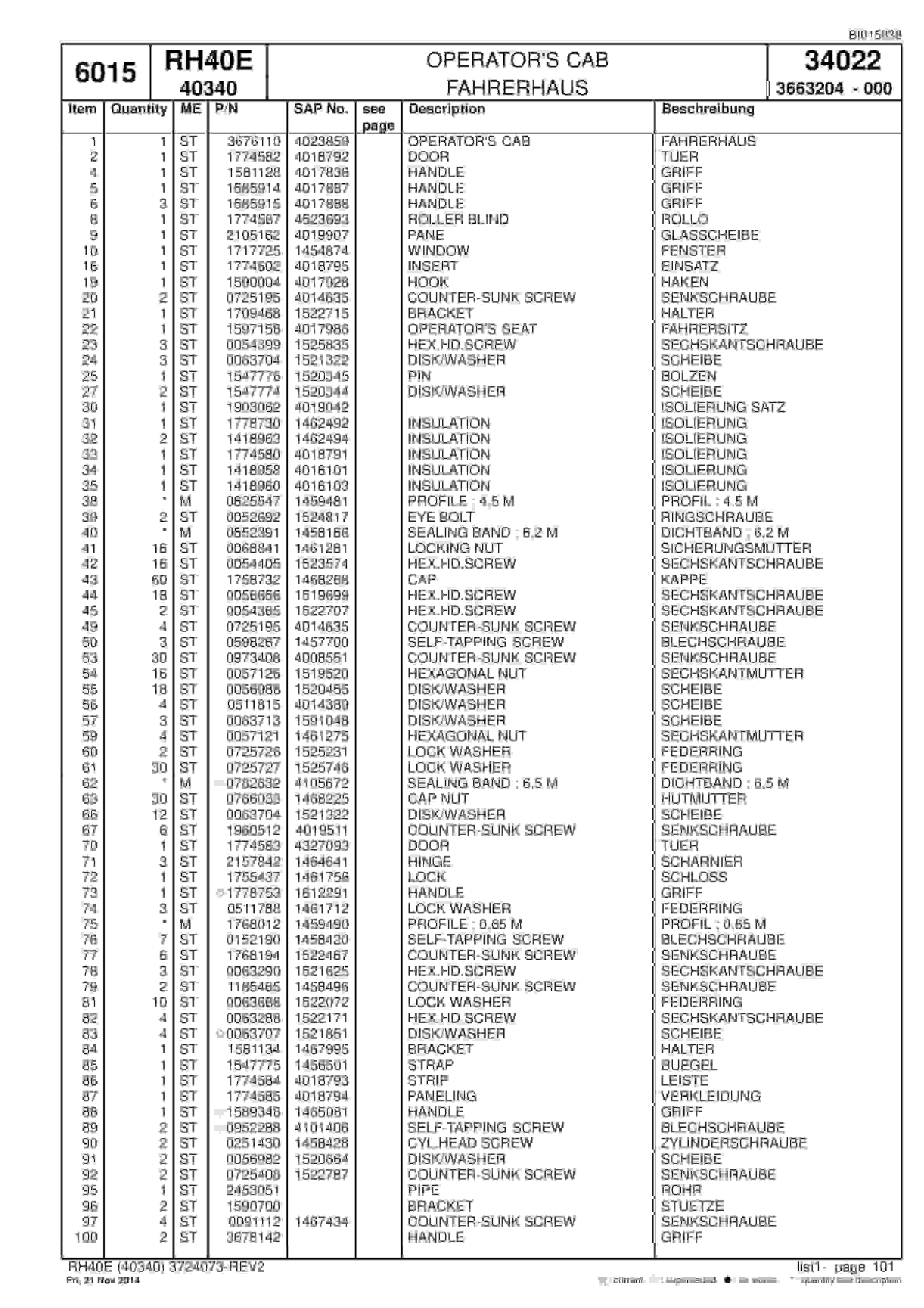 Caterpillar 6015 Hydraulic Shovel Spare Parts Manual BI015838-3