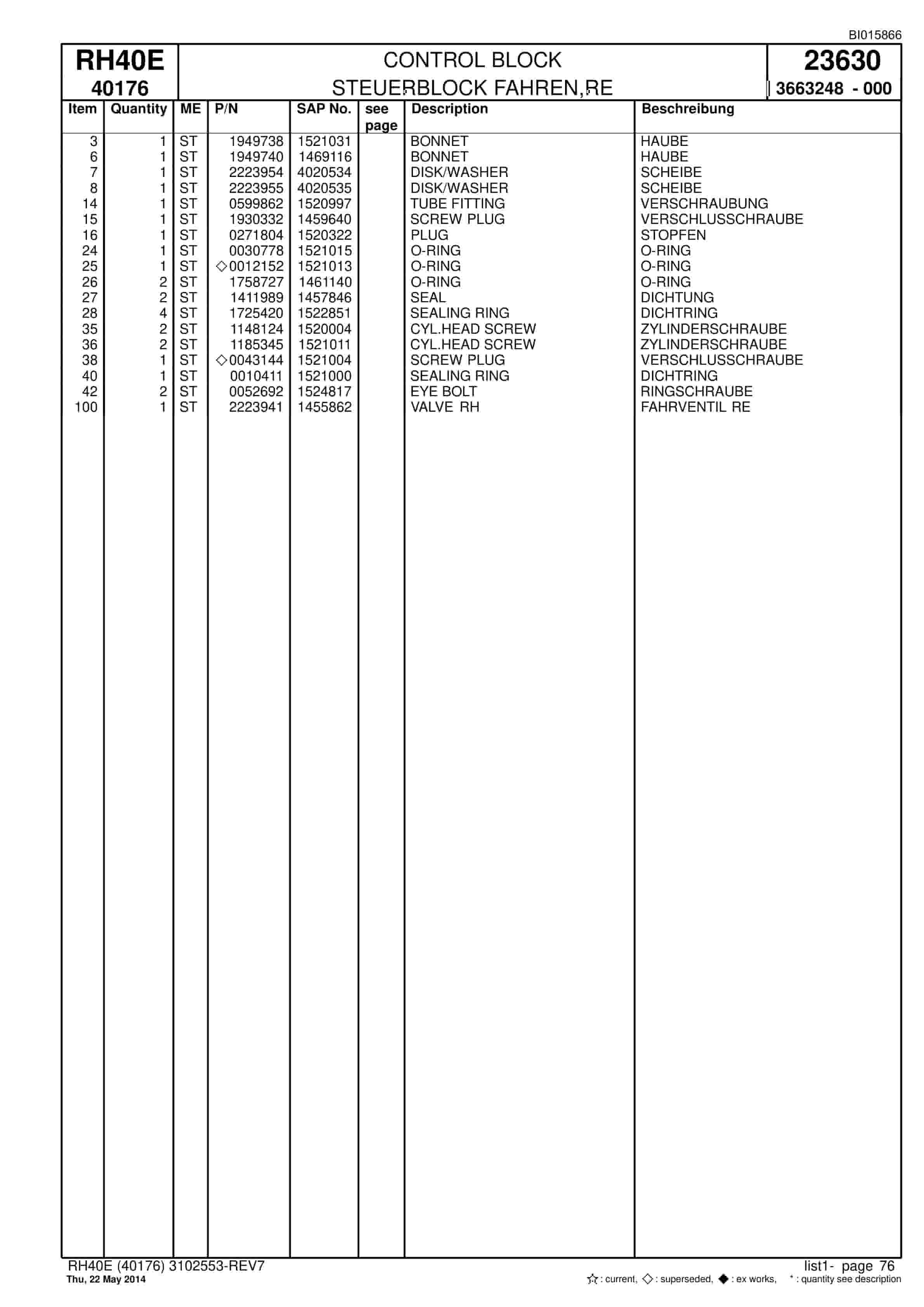 Caterpillar 6015 Hydraulic Shovel Spare Parts Manual BI015866-2