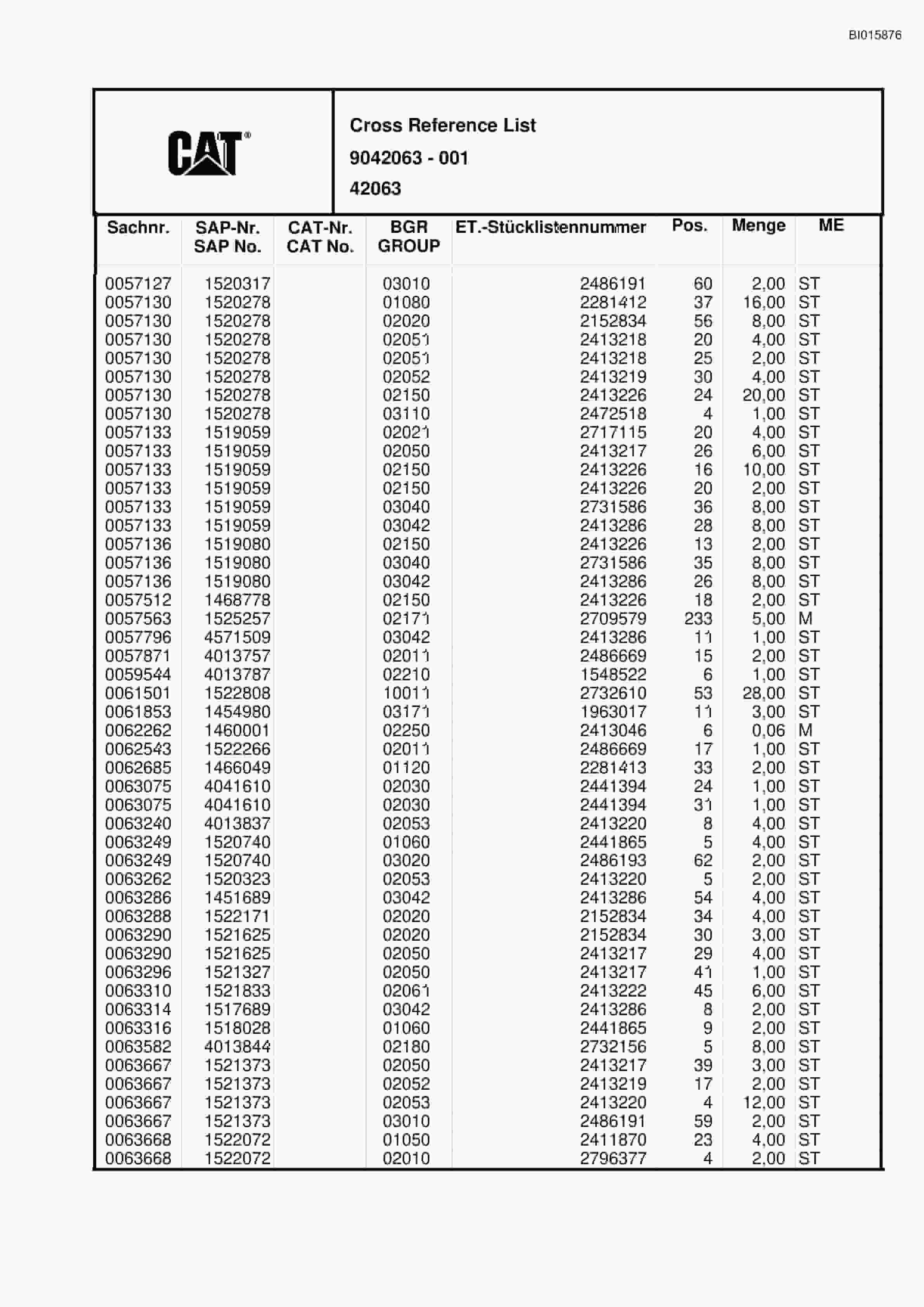 Caterpillar 6015 Hydraulic Shovel Spare Parts Manual BI015876-5
