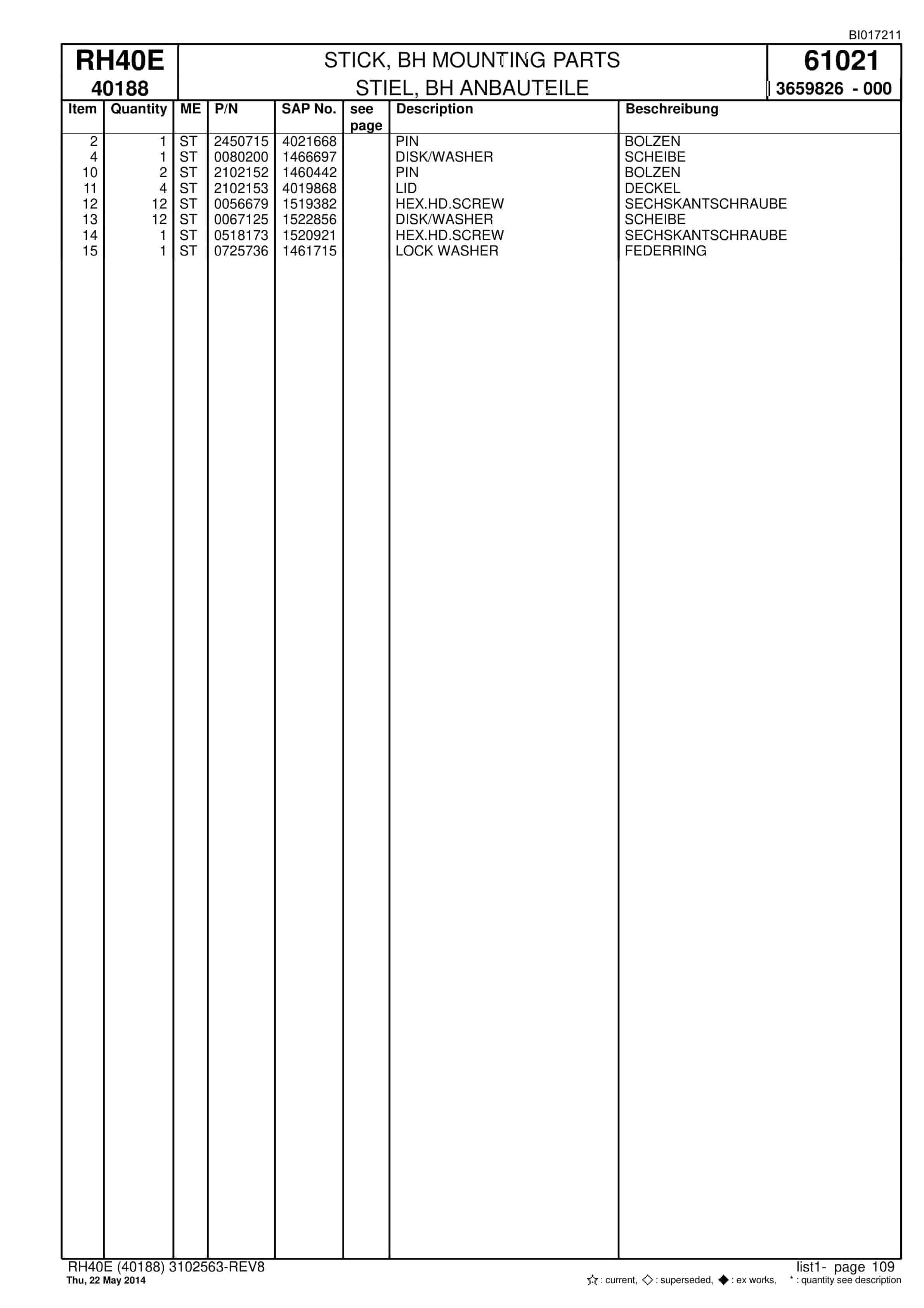 Caterpillar 6015 Hydraulic Shovel Spare Parts Manual BI017211-4