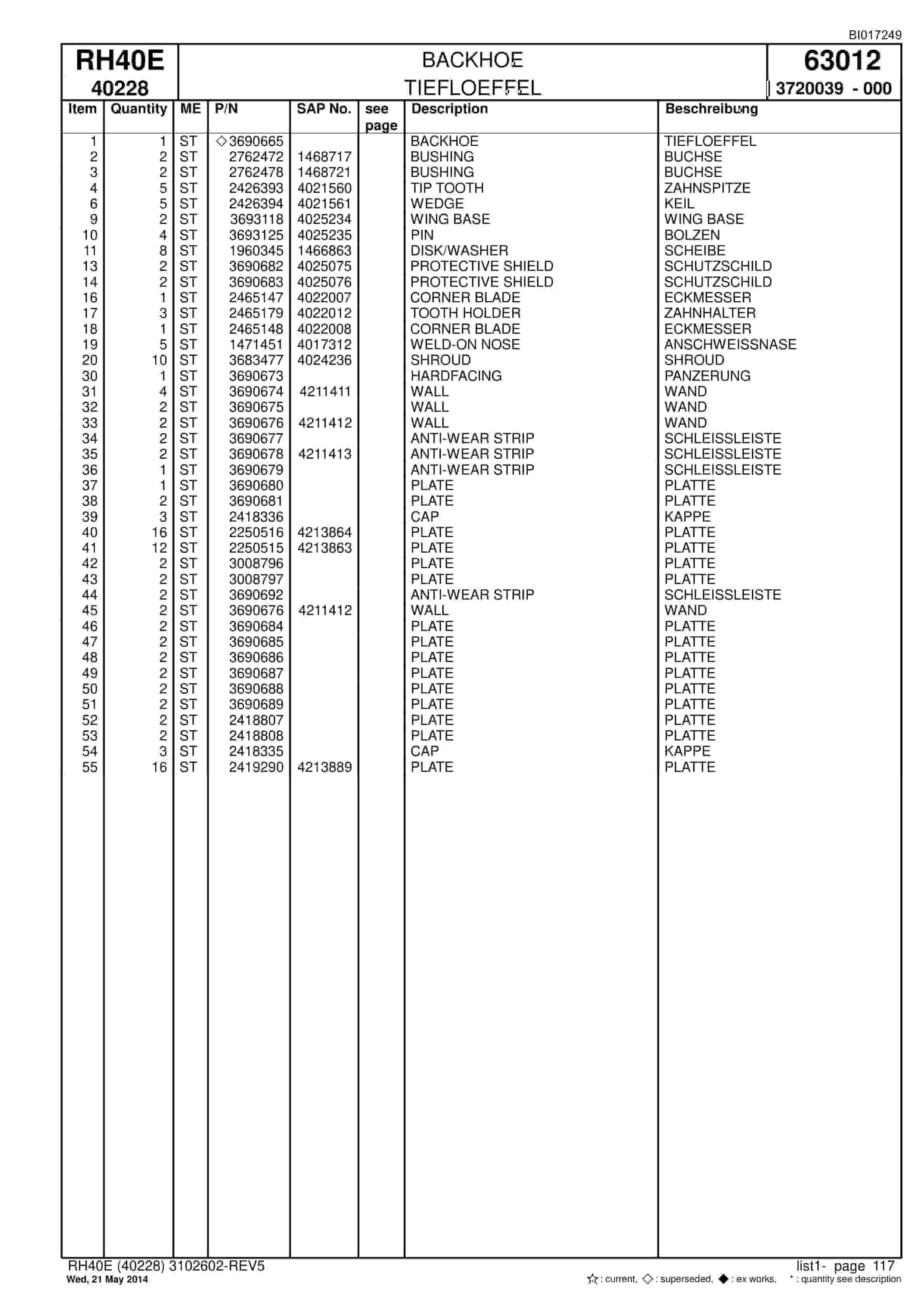 Caterpillar 6015 Hydraulic Shovel Spare Parts Manual BI017249-5