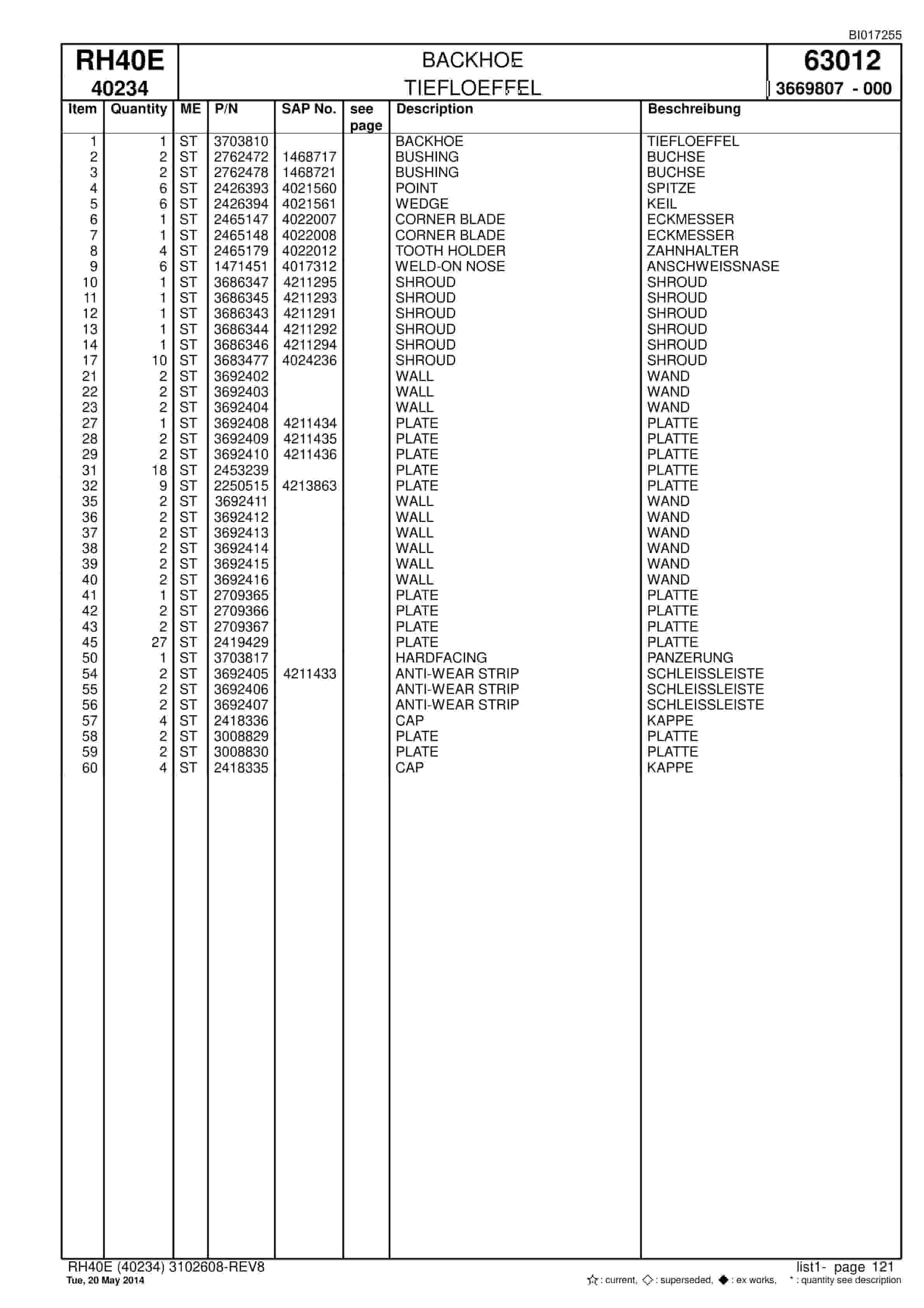 Caterpillar 6015 Hydraulic Shovel Spare Parts Manual BI017255-5