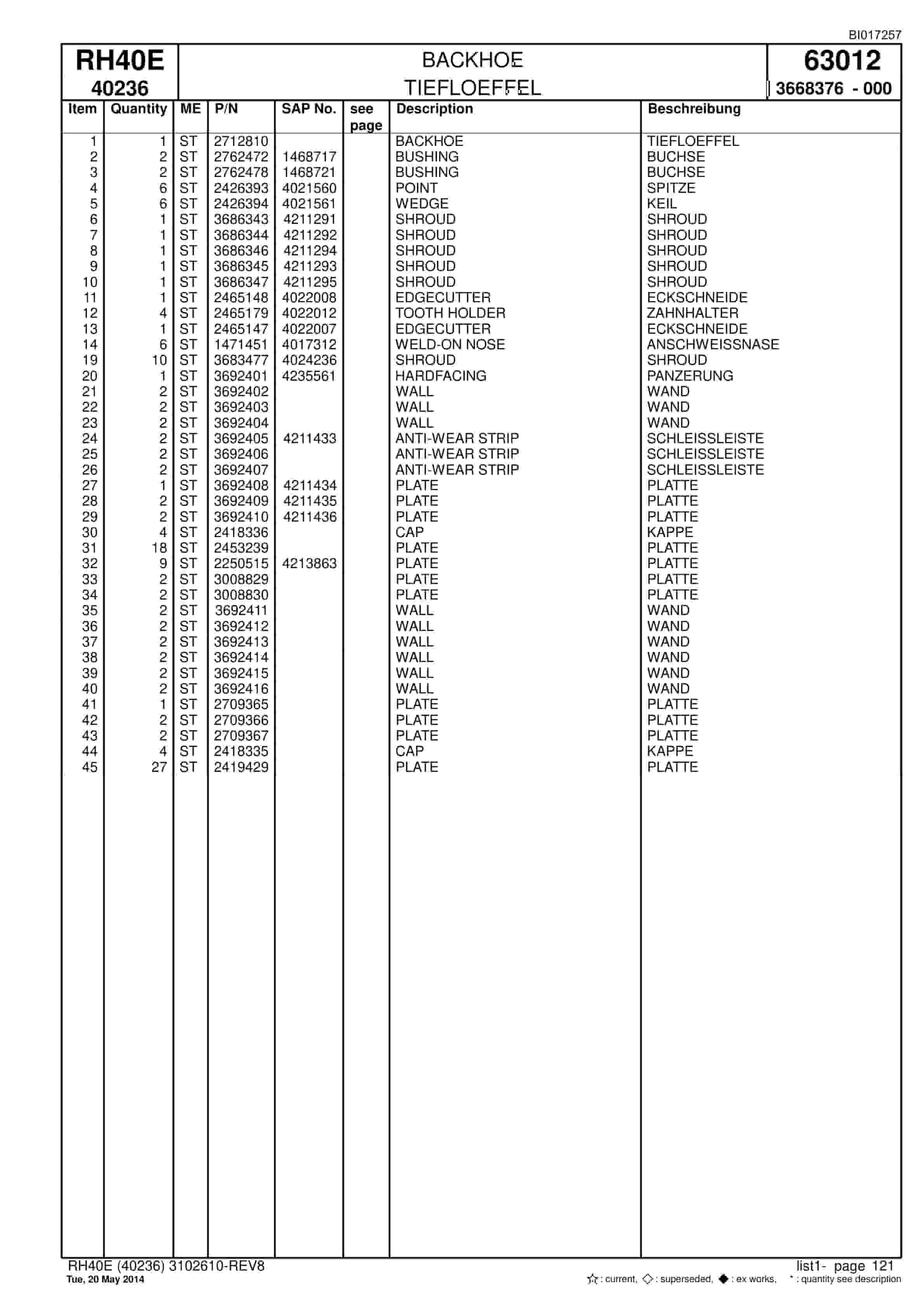 Caterpillar 6015 Hydraulic Shovel Spare Parts Manual BI017257-5