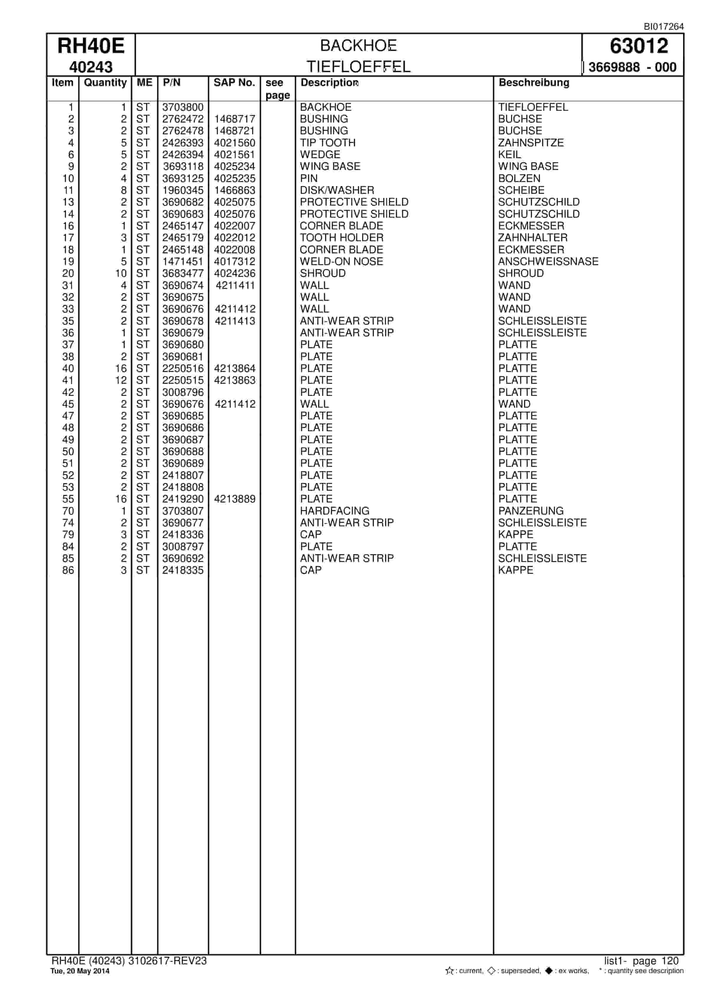 Caterpillar 6015 Hydraulic Shovel Spare Parts Manual BI017264-5