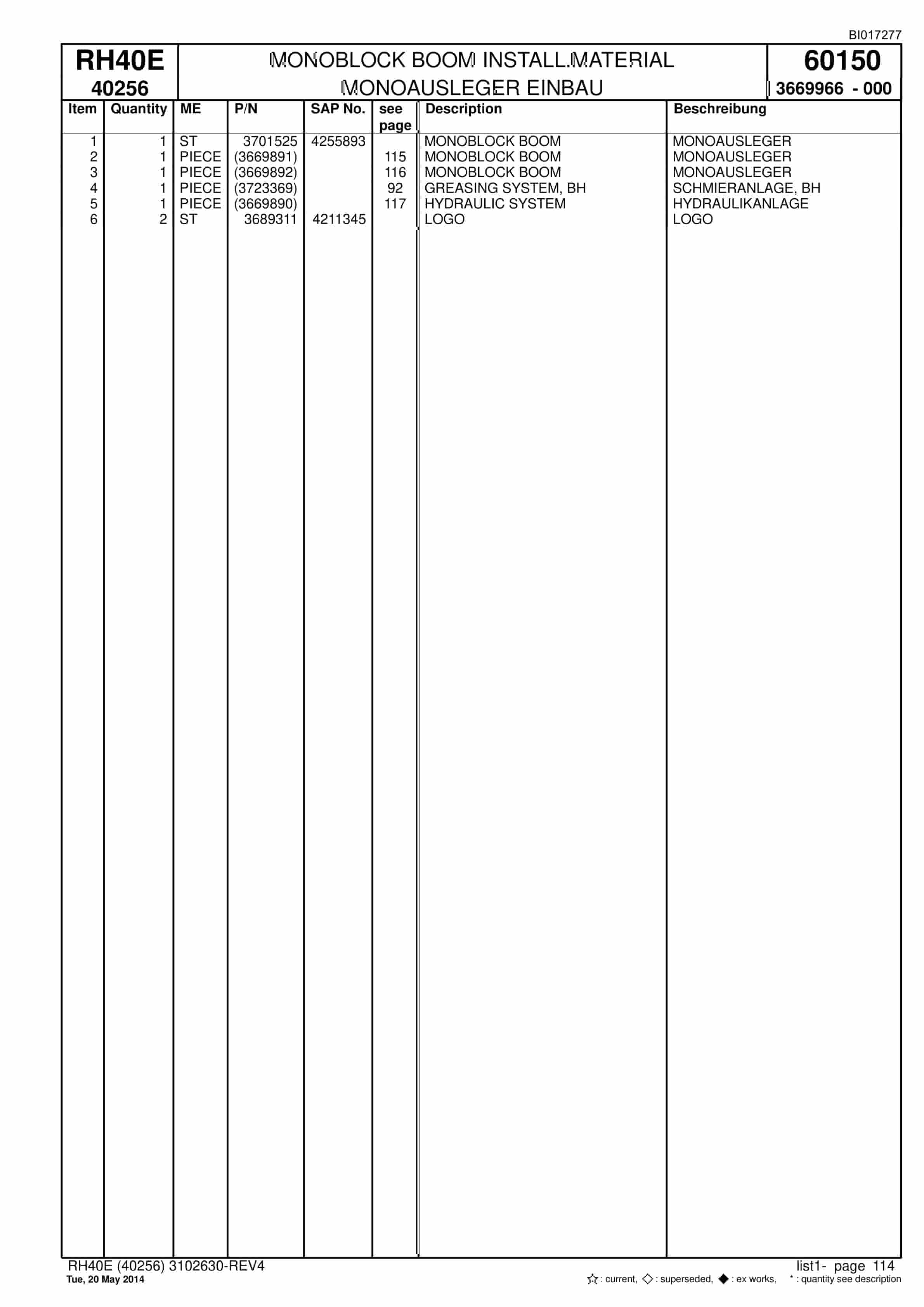 Caterpillar 6015 Hydraulic Shovel Spare Parts Manual BI017277-4