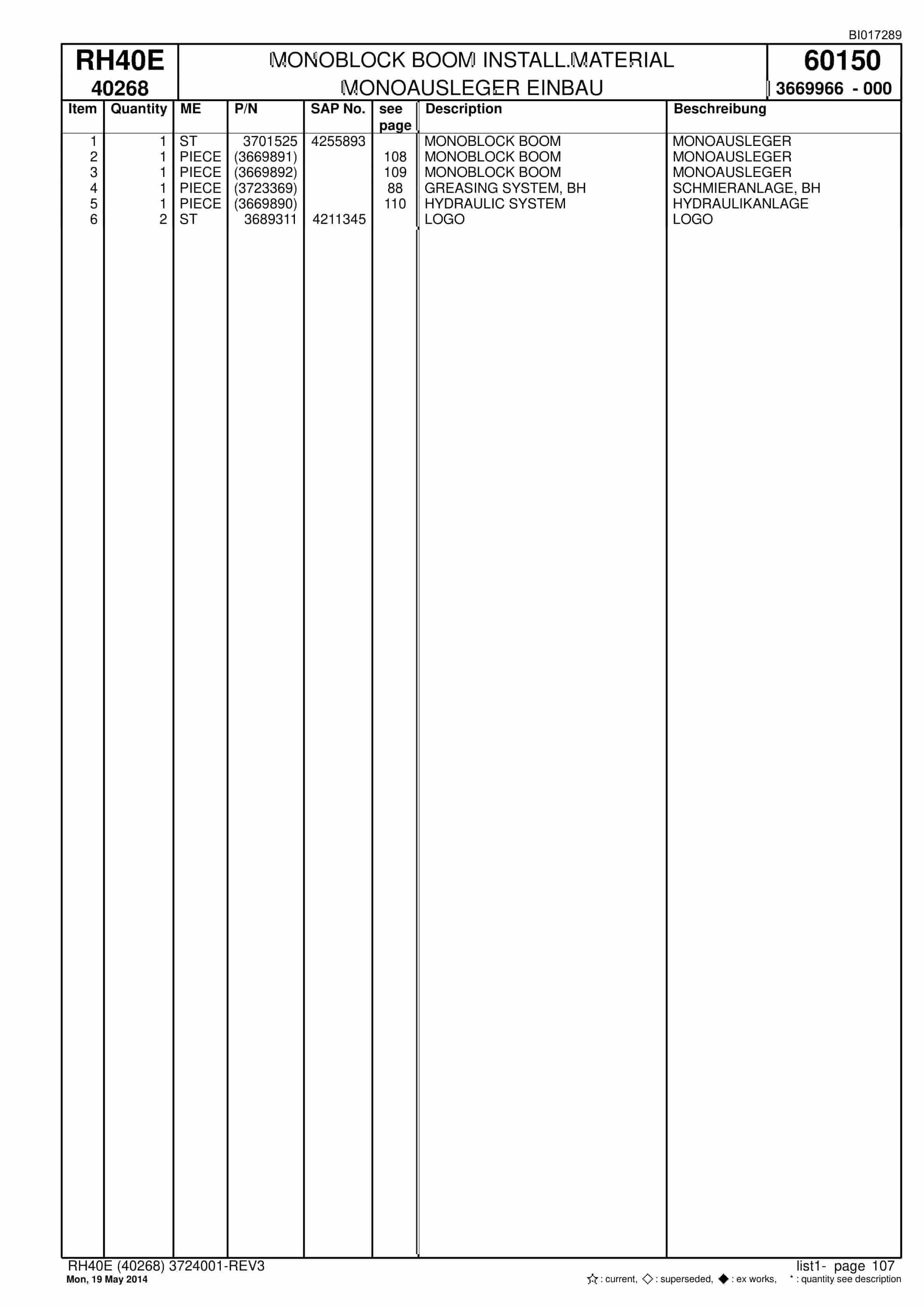 Caterpillar 6015 Hydraulic Shovel Spare Parts Manual BI017289-4