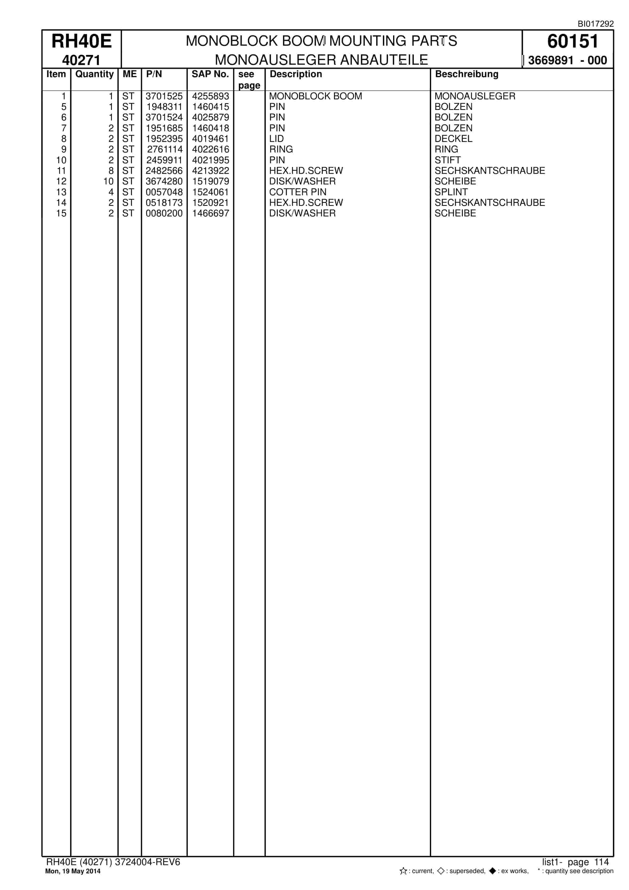 Caterpillar 6015 Hydraulic Shovel Spare Parts Manual BI017292-4