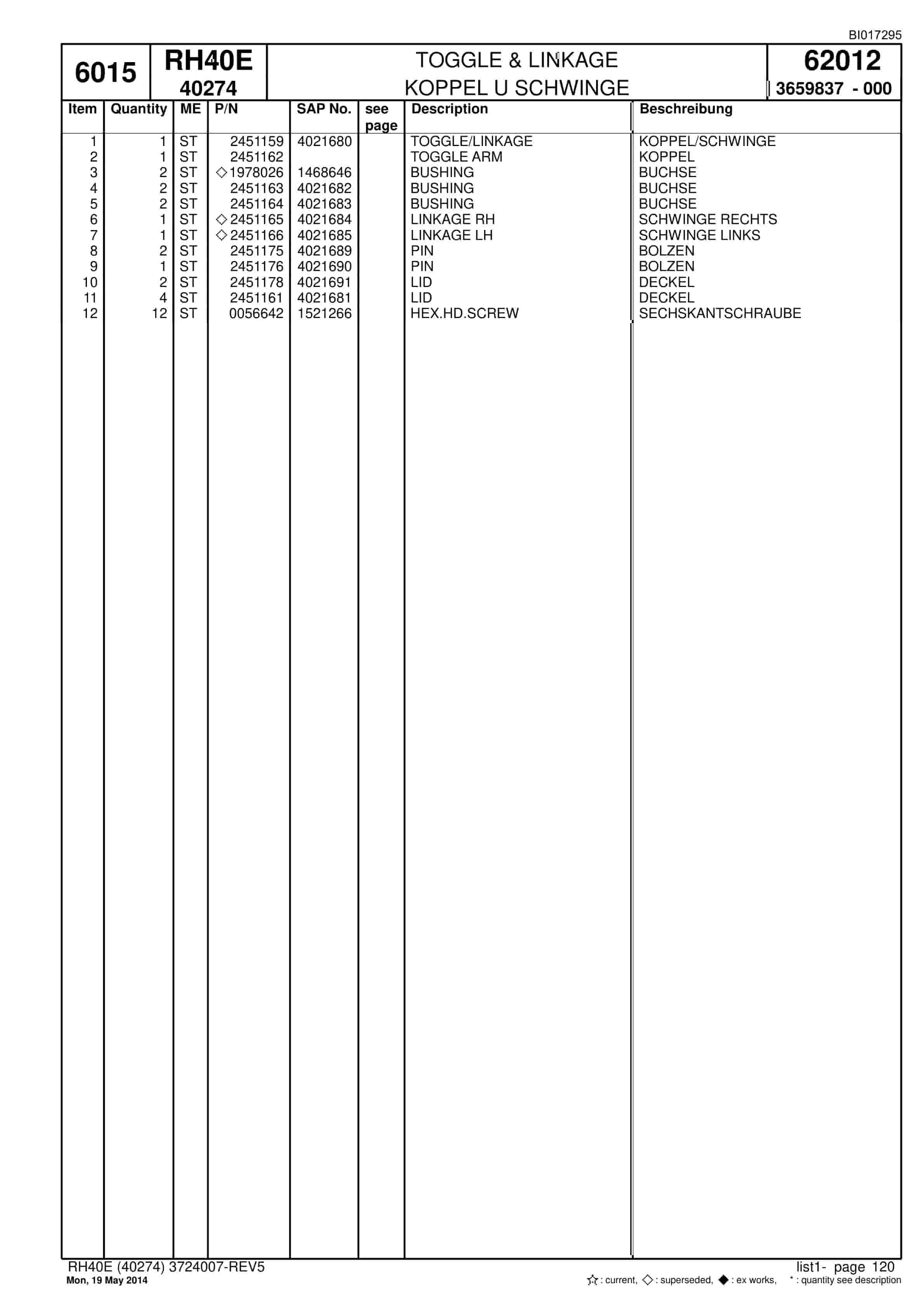 Caterpillar 6015 Hydraulic Shovel Spare Parts Manual BI017295-5