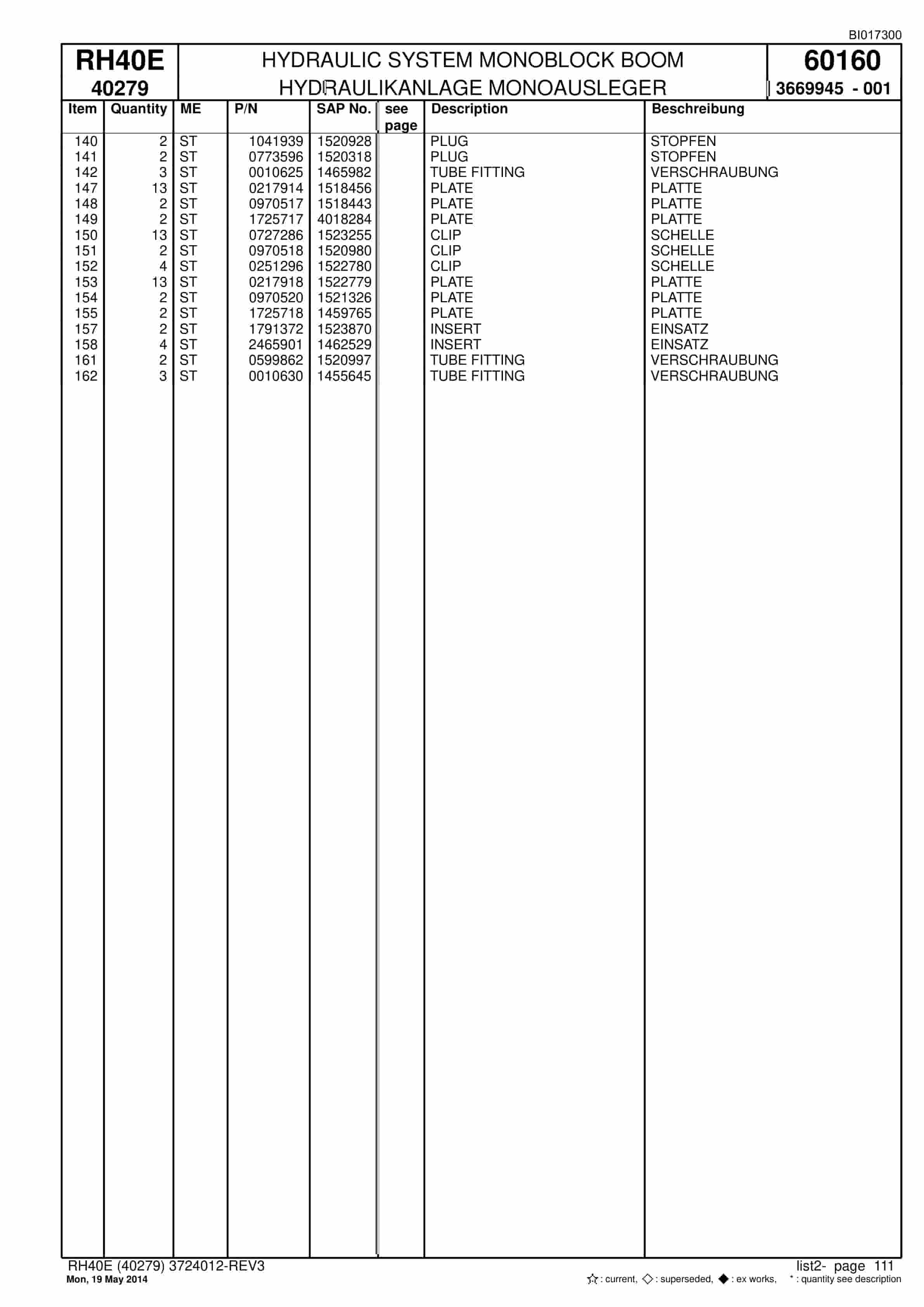 Caterpillar 6015 Hydraulic Shovel Spare Parts Manual BI017300-4