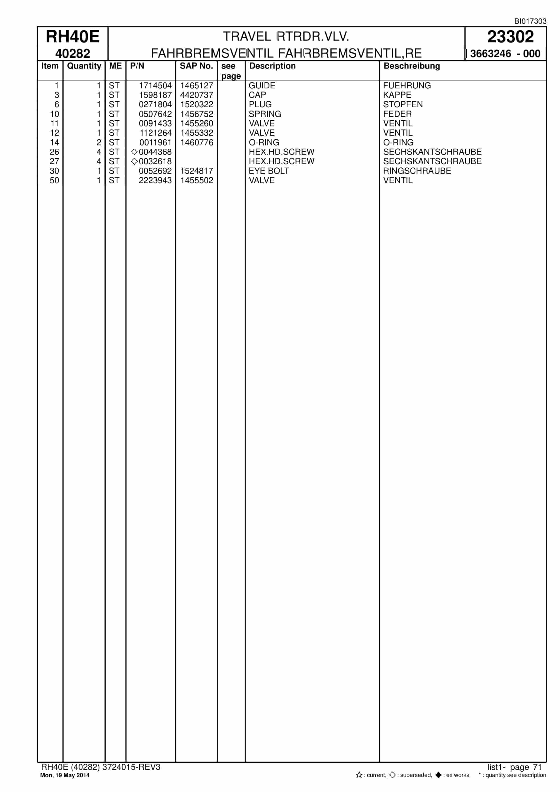 Caterpillar 6015 Hydraulic Shovel Spare Parts Manual BI017303-2