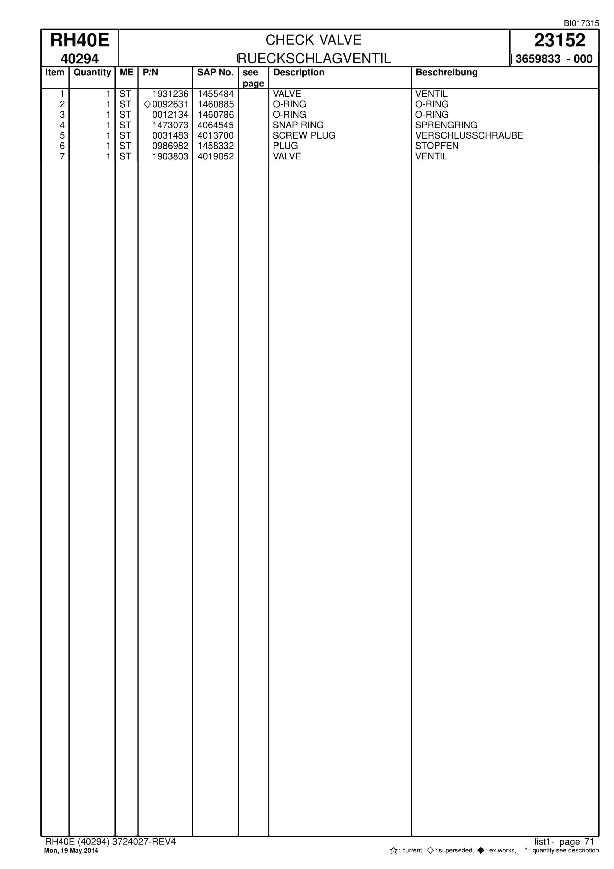 Caterpillar 6015 Hydraulic Shovel Spare Parts Manual BI017315-2
