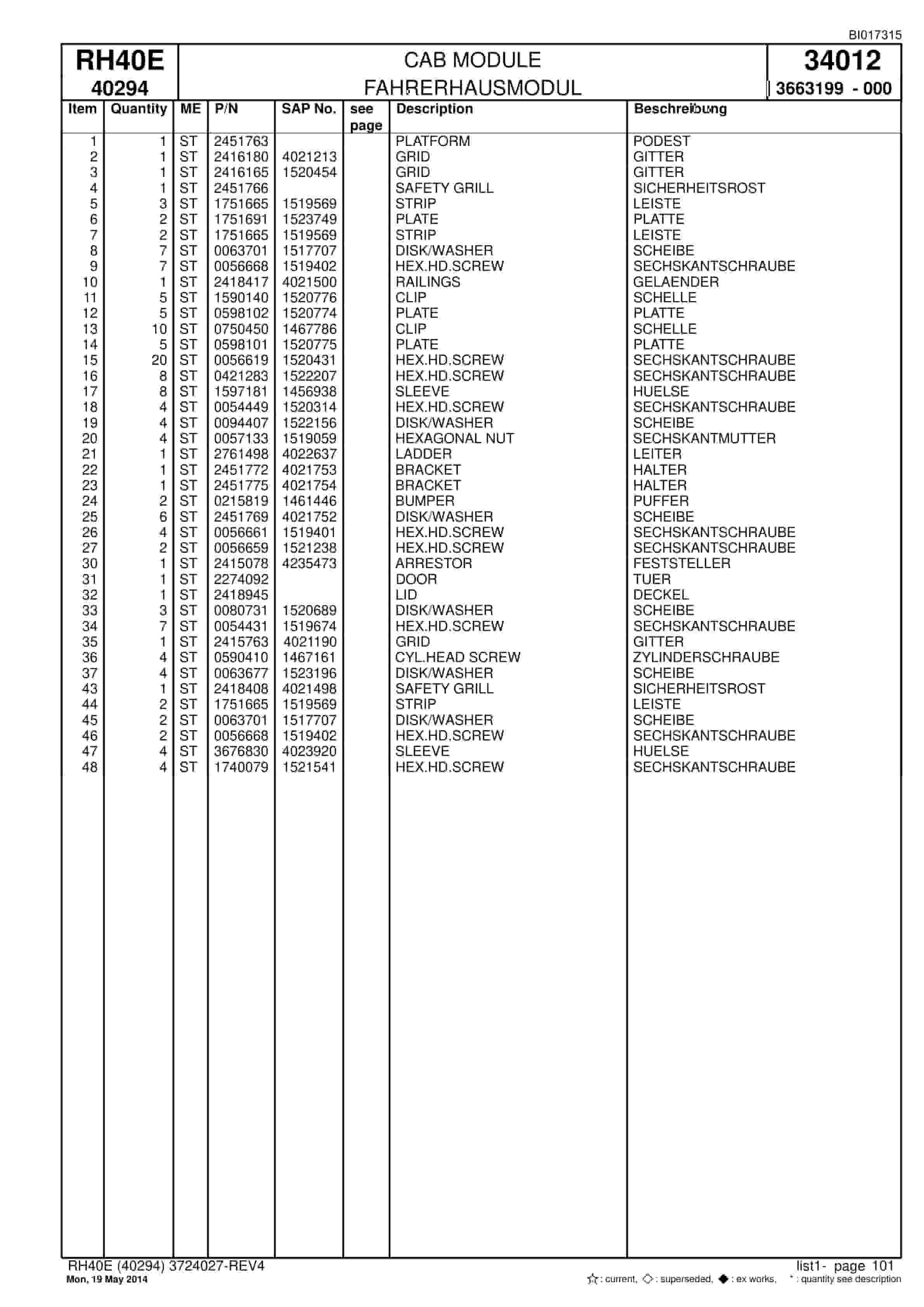 Caterpillar 6015 Hydraulic Shovel Spare Parts Manual BI017315-3