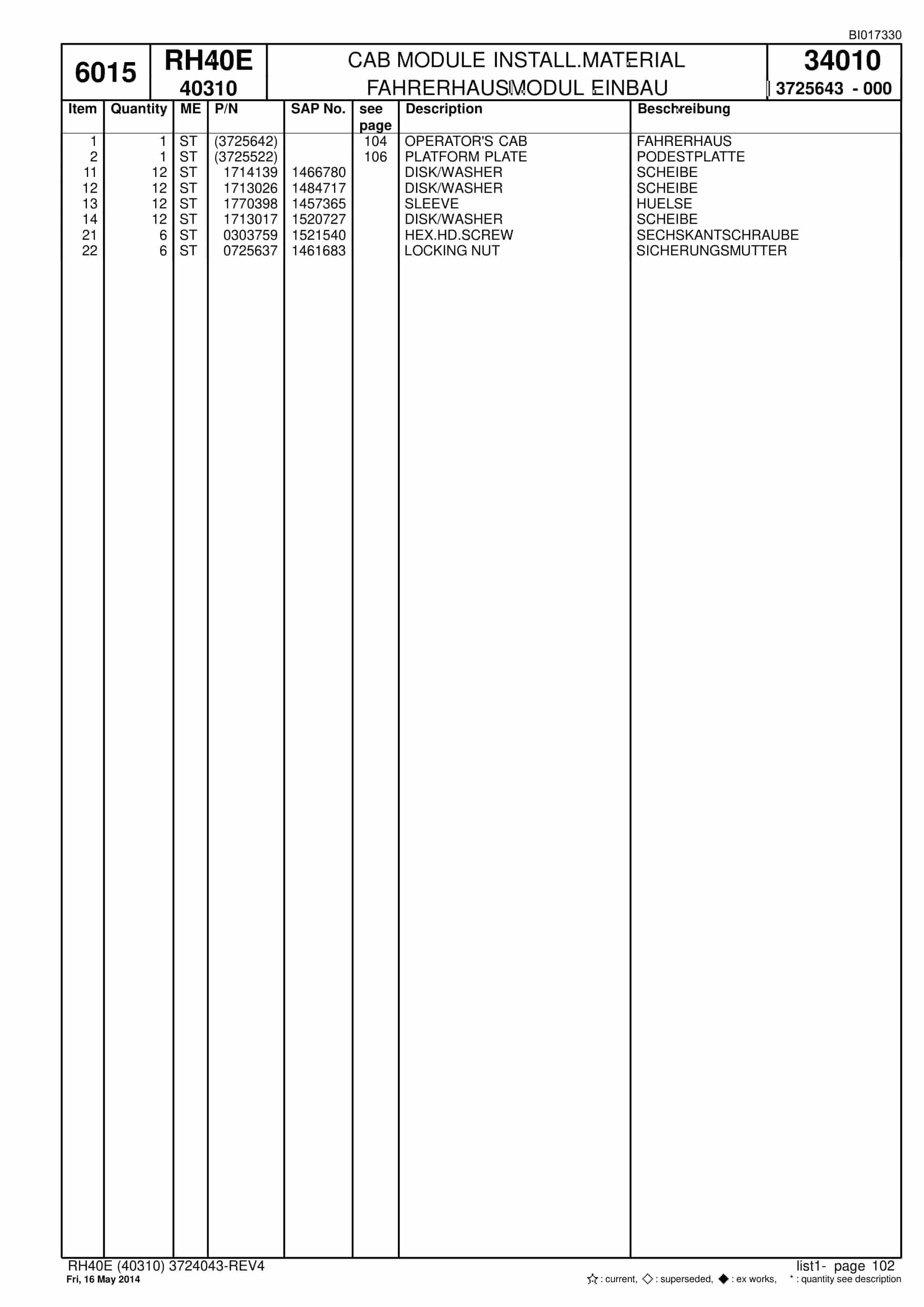 Caterpillar 6015 Hydraulic Shovel Spare Parts Manual BI017330-3