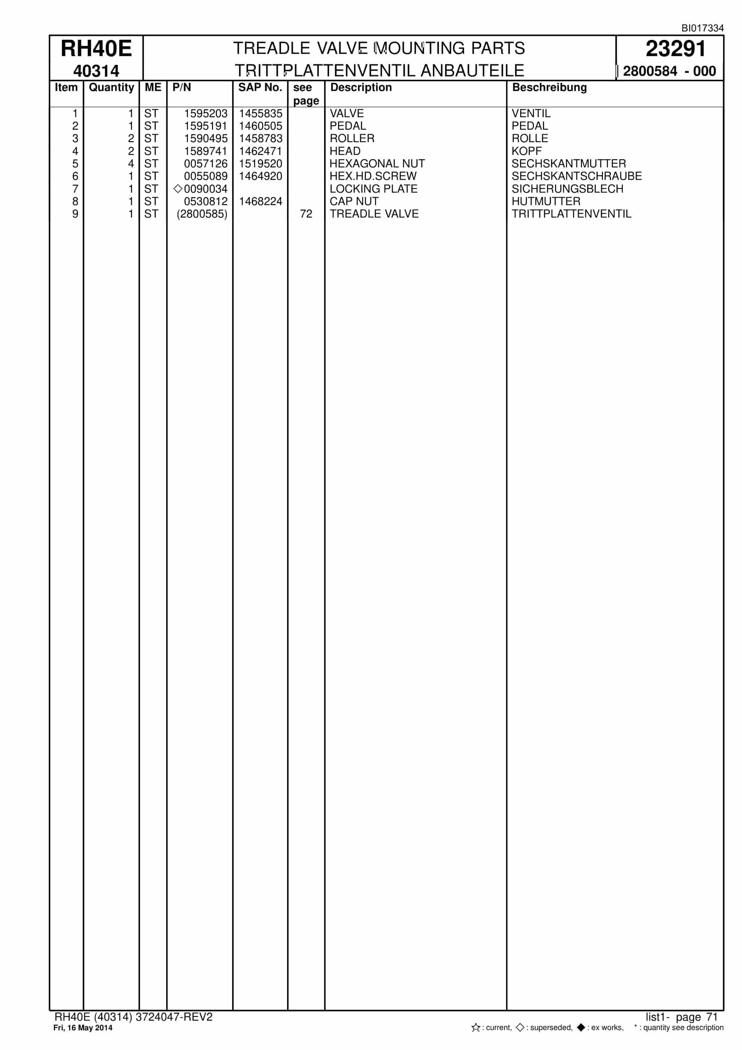 Caterpillar 6015 Hydraulic Shovel Spare Parts Manual BI017334-2