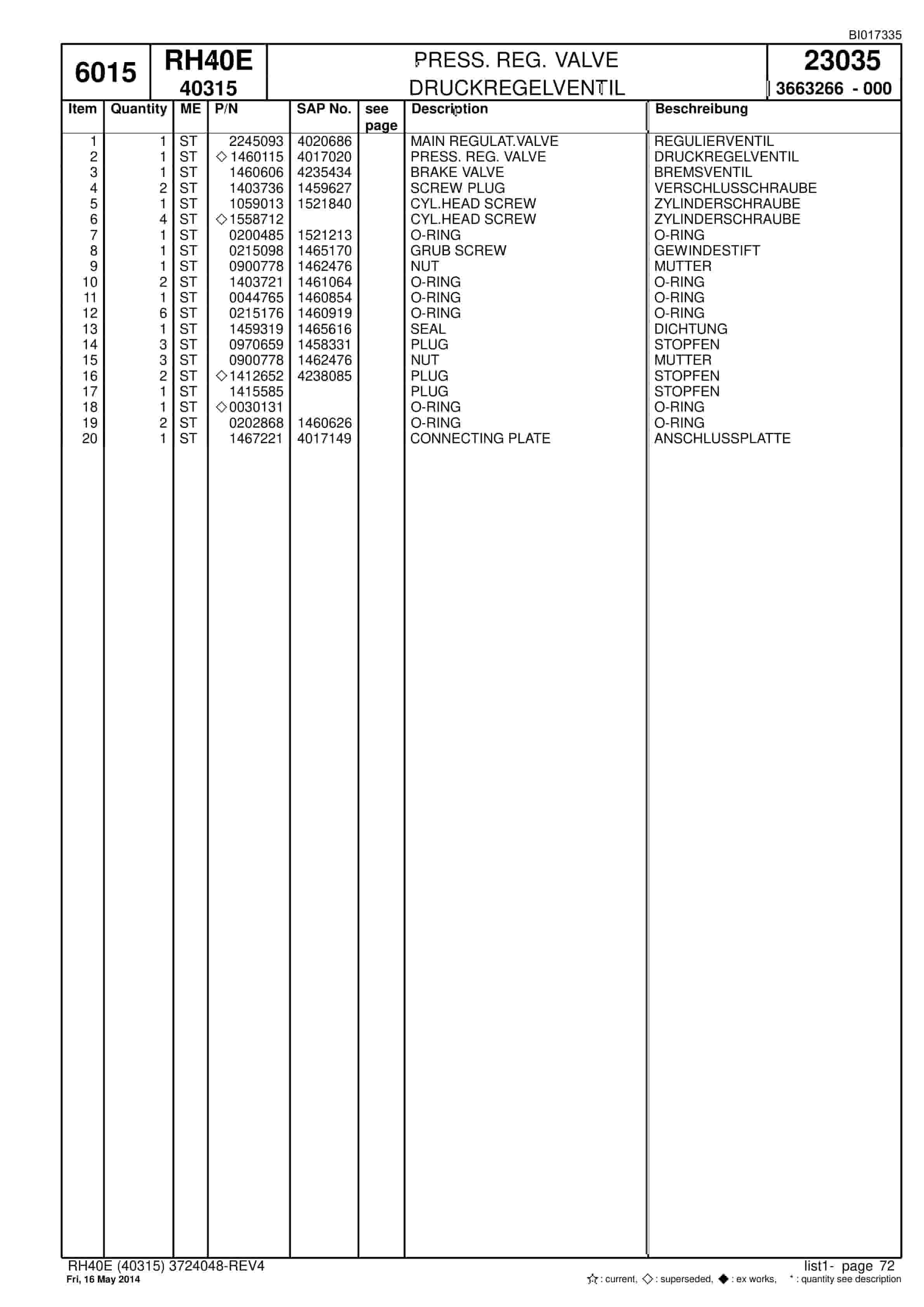 Caterpillar 6015 Hydraulic Shovel Spare Parts Manual BI017335-2