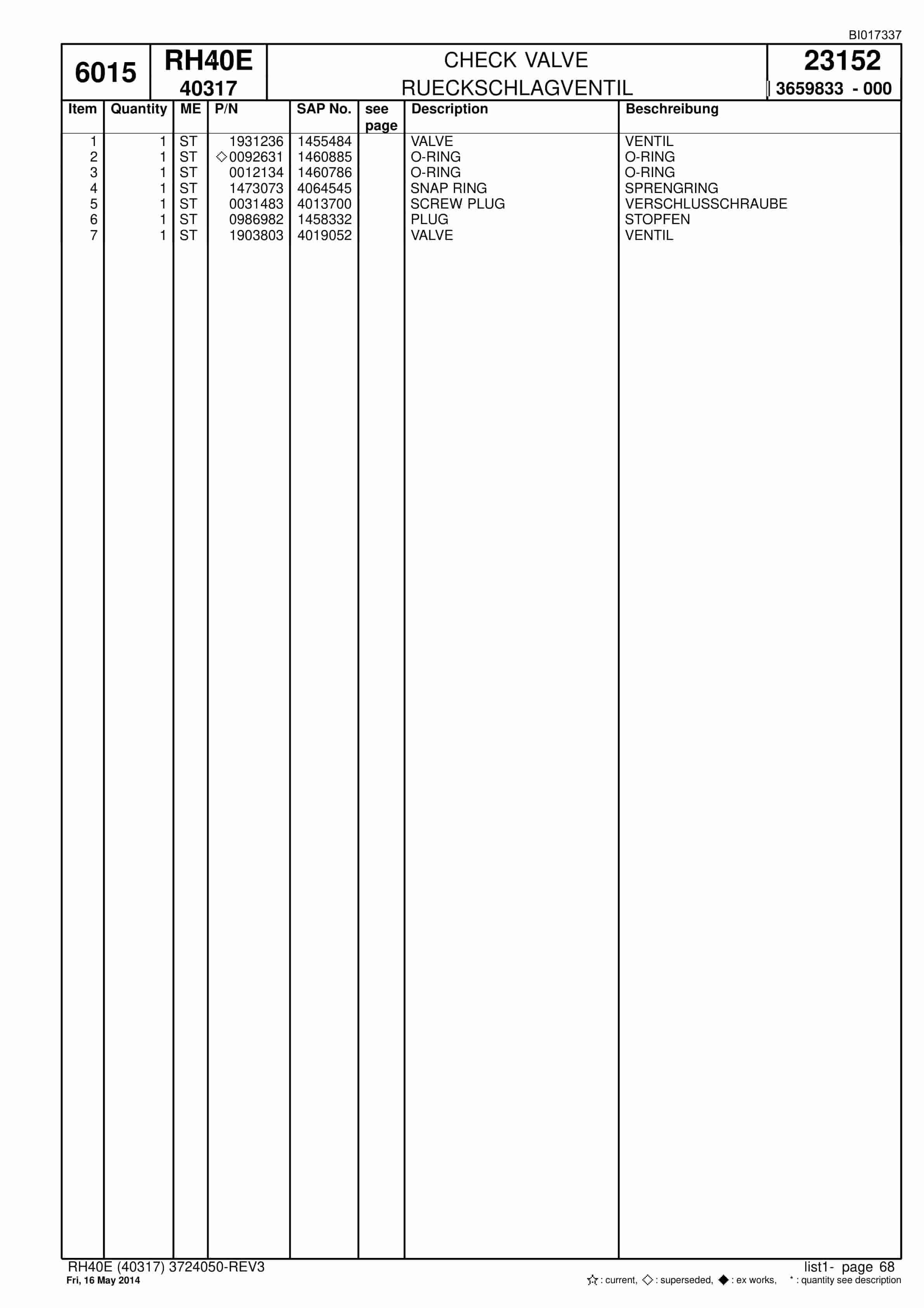 Caterpillar 6015 Hydraulic Shovel Spare Parts Manual BI017337-2