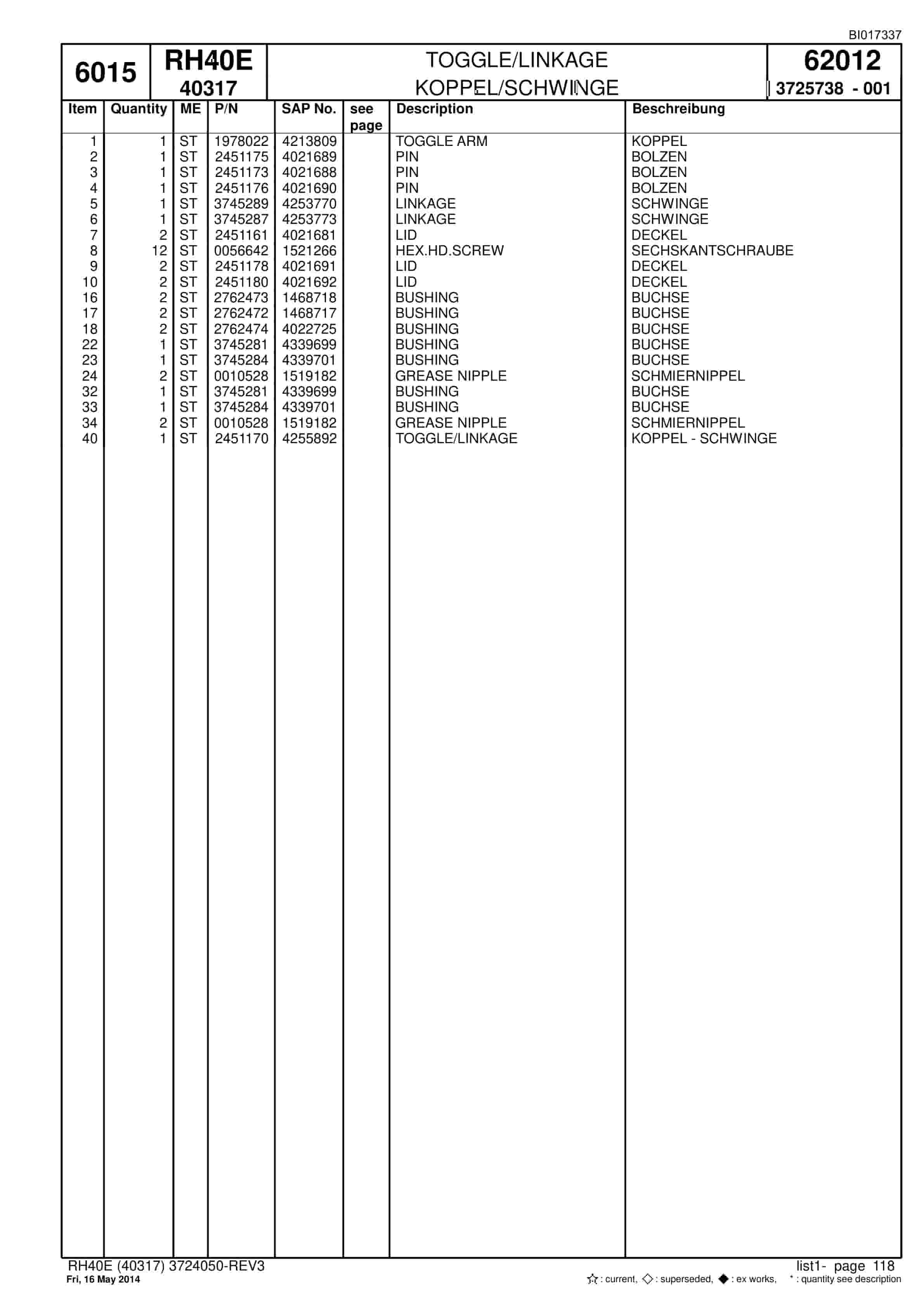 Caterpillar 6015 Hydraulic Shovel Spare Parts Manual BI017337-5