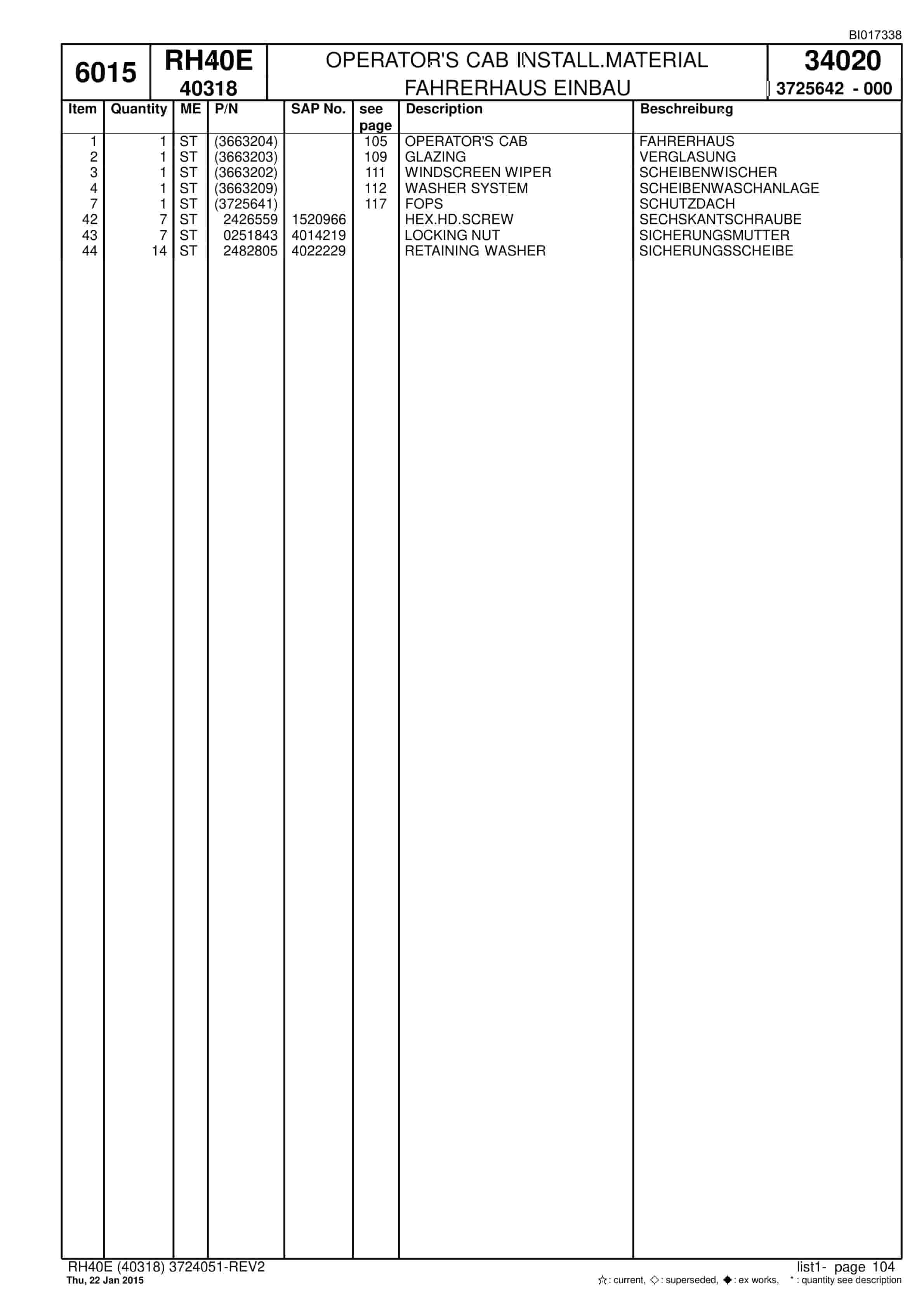 Caterpillar 6015 Hydraulic Shovel Spare Parts Manual BI017338-3