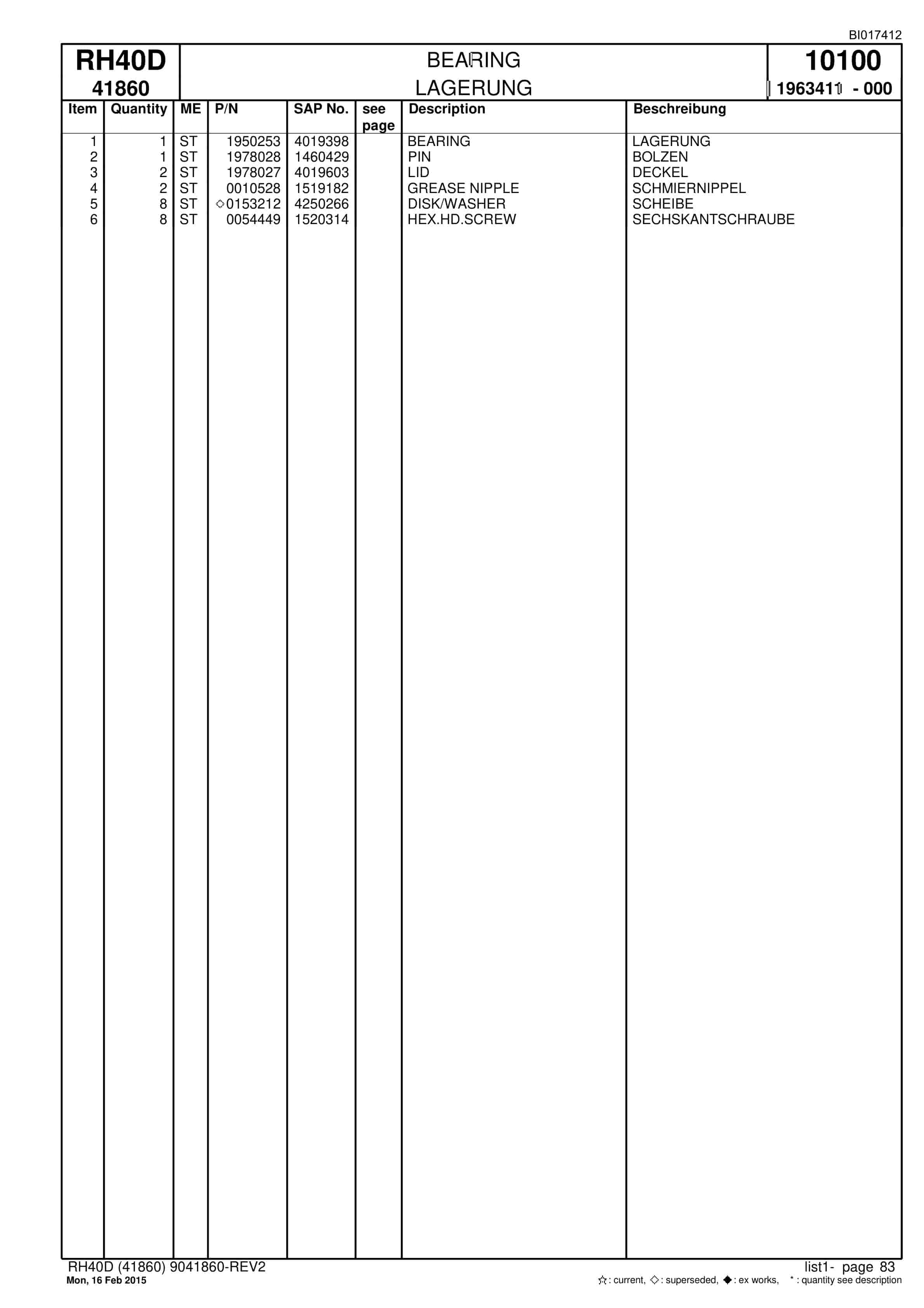 Caterpillar 6015 Hydraulic Shovel Spare Parts Manual BI017412-4