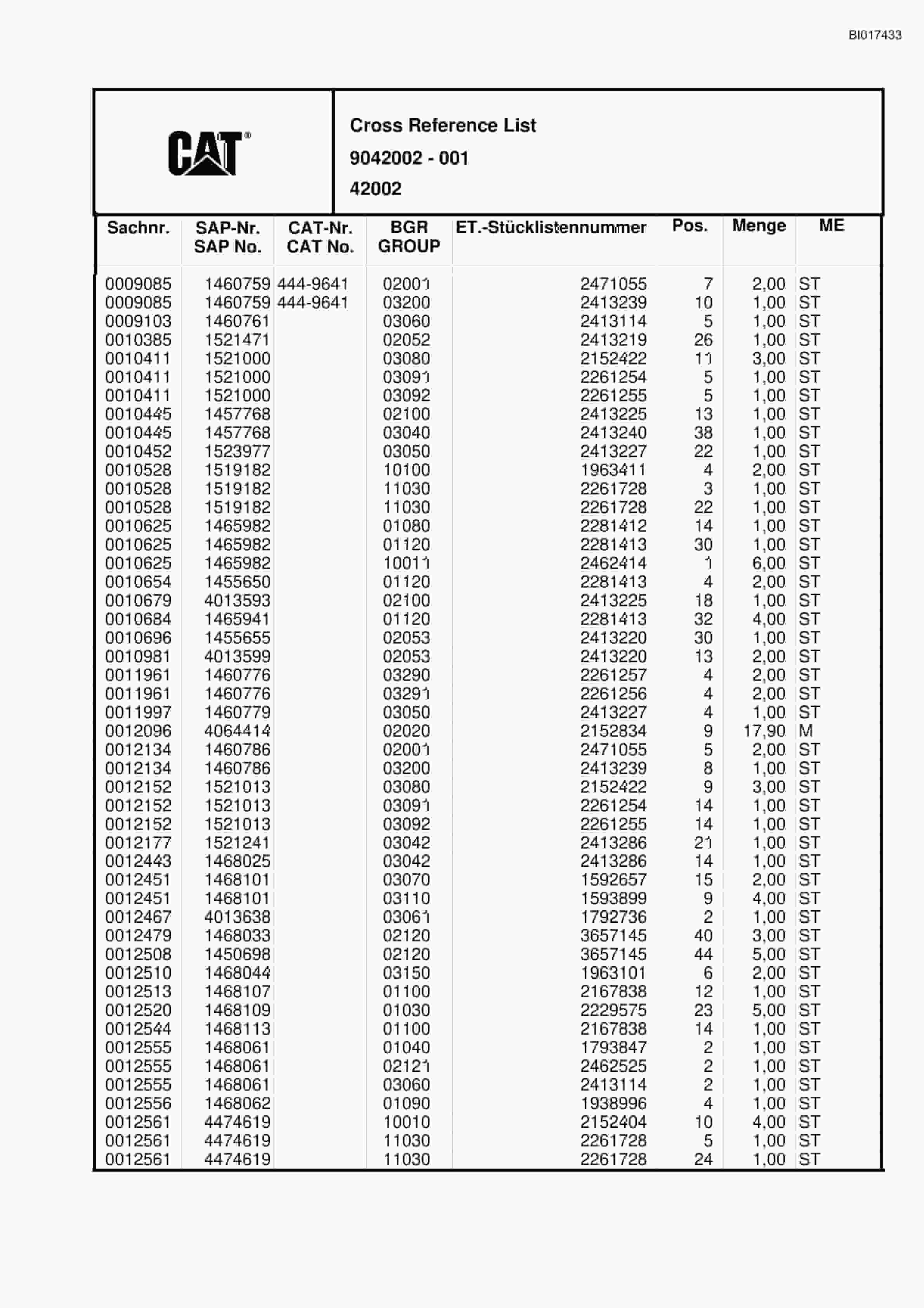 Caterpillar 6015 Hydraulic Shovel Spare Parts Manual BI017433-5