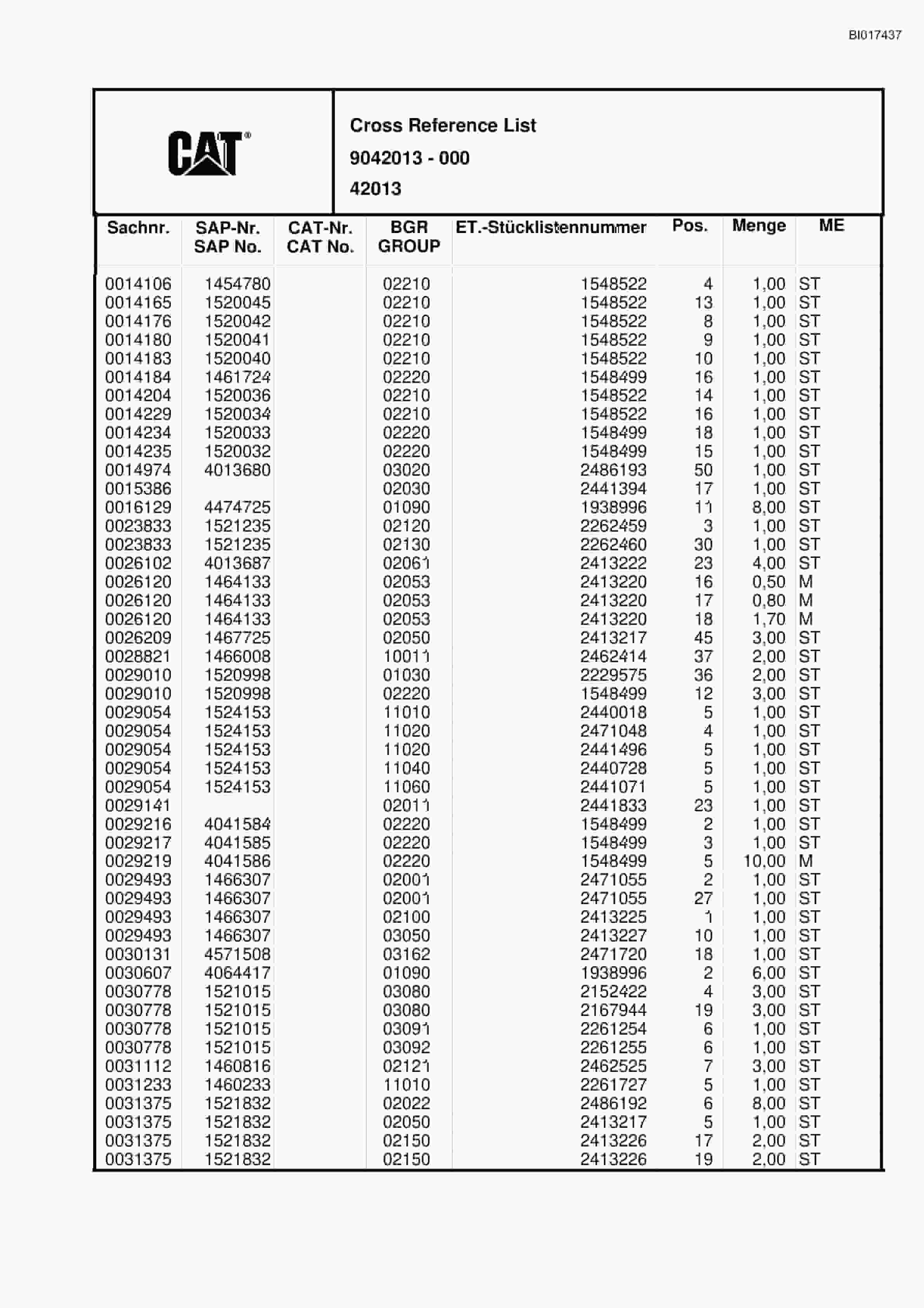 Caterpillar 6015 Hydraulic Shovel Spare Parts Manual BI017437-5