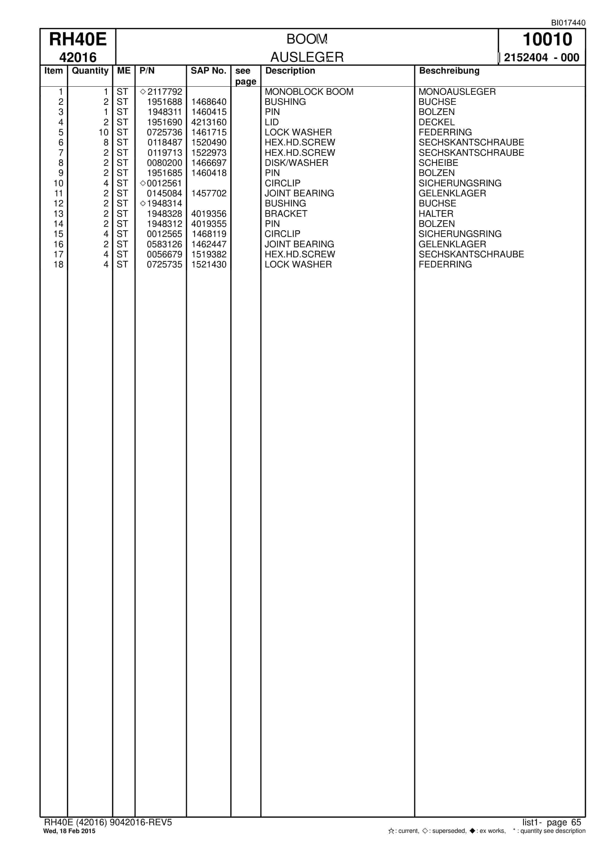 Caterpillar 6015 Hydraulic Shovel Spare Parts Manual BI017440-3