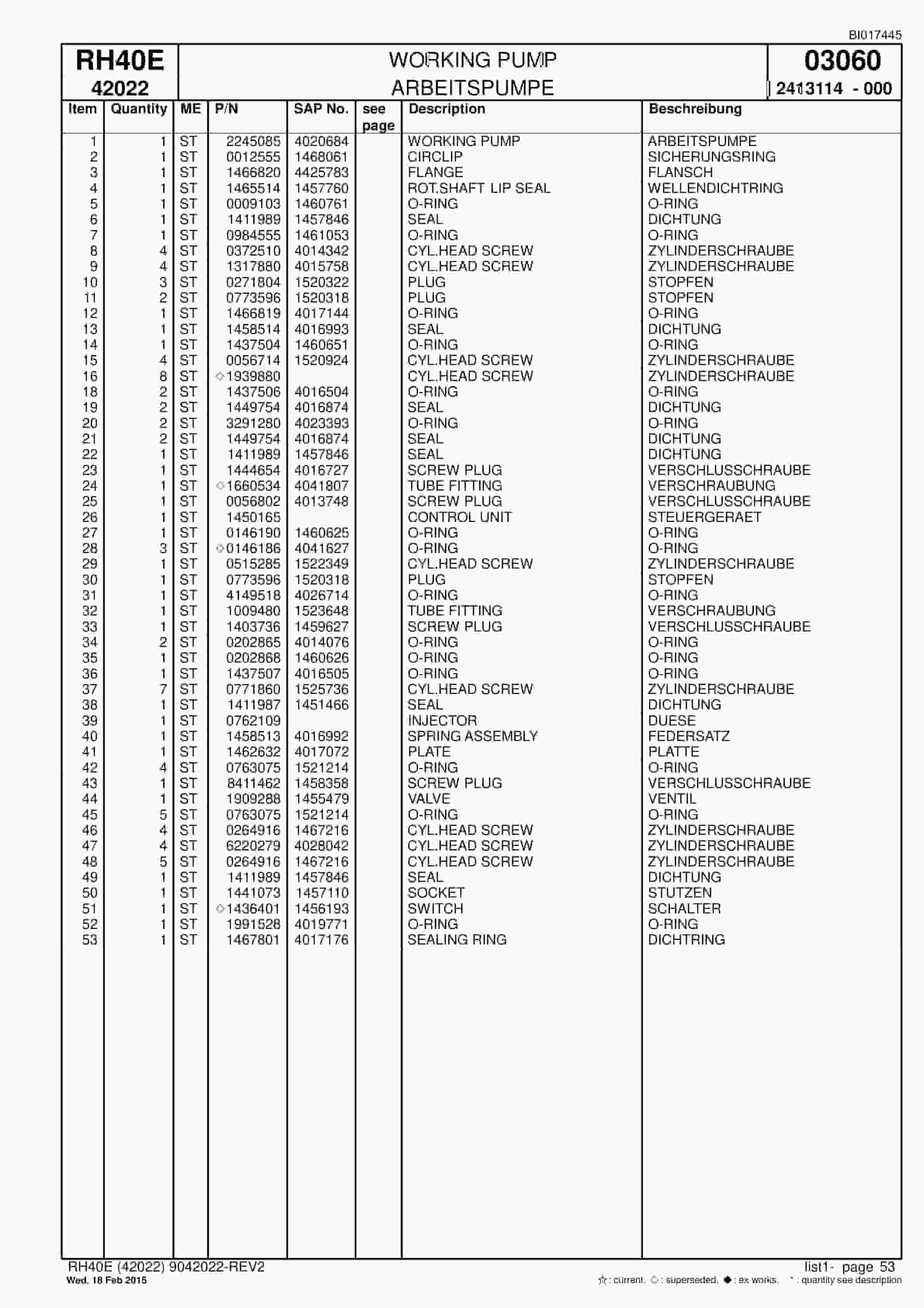 Caterpillar 6015 Hydraulic Shovel Spare Parts Manual BI017445-2