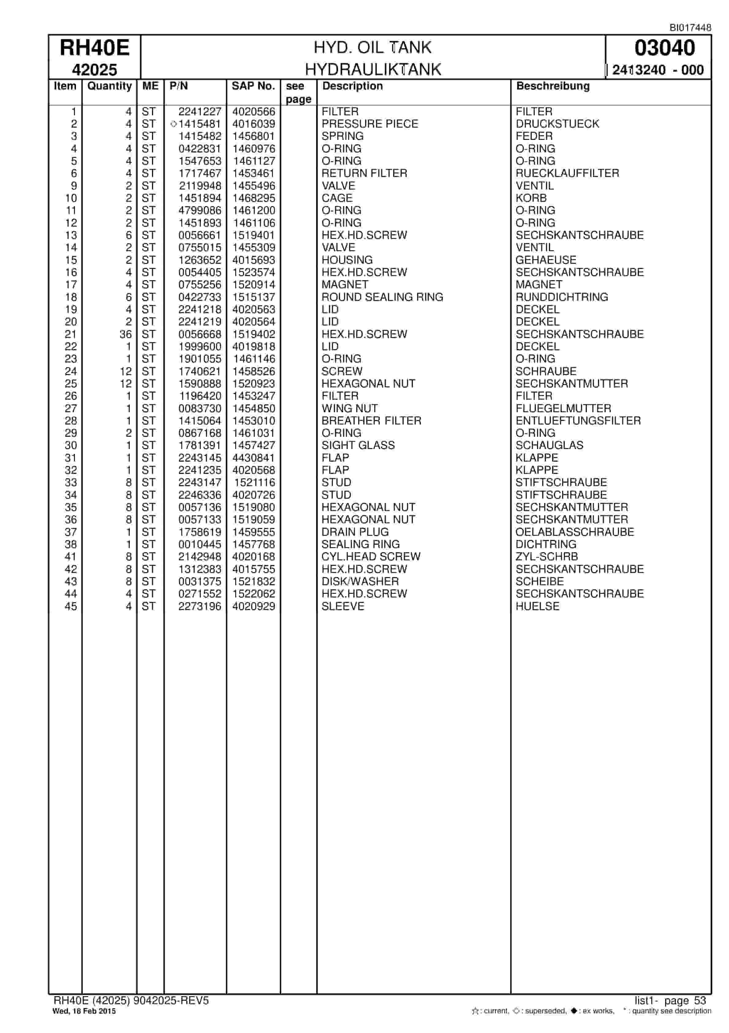 Caterpillar 6015 Hydraulic Shovel Spare Parts Manual BI017448-2
