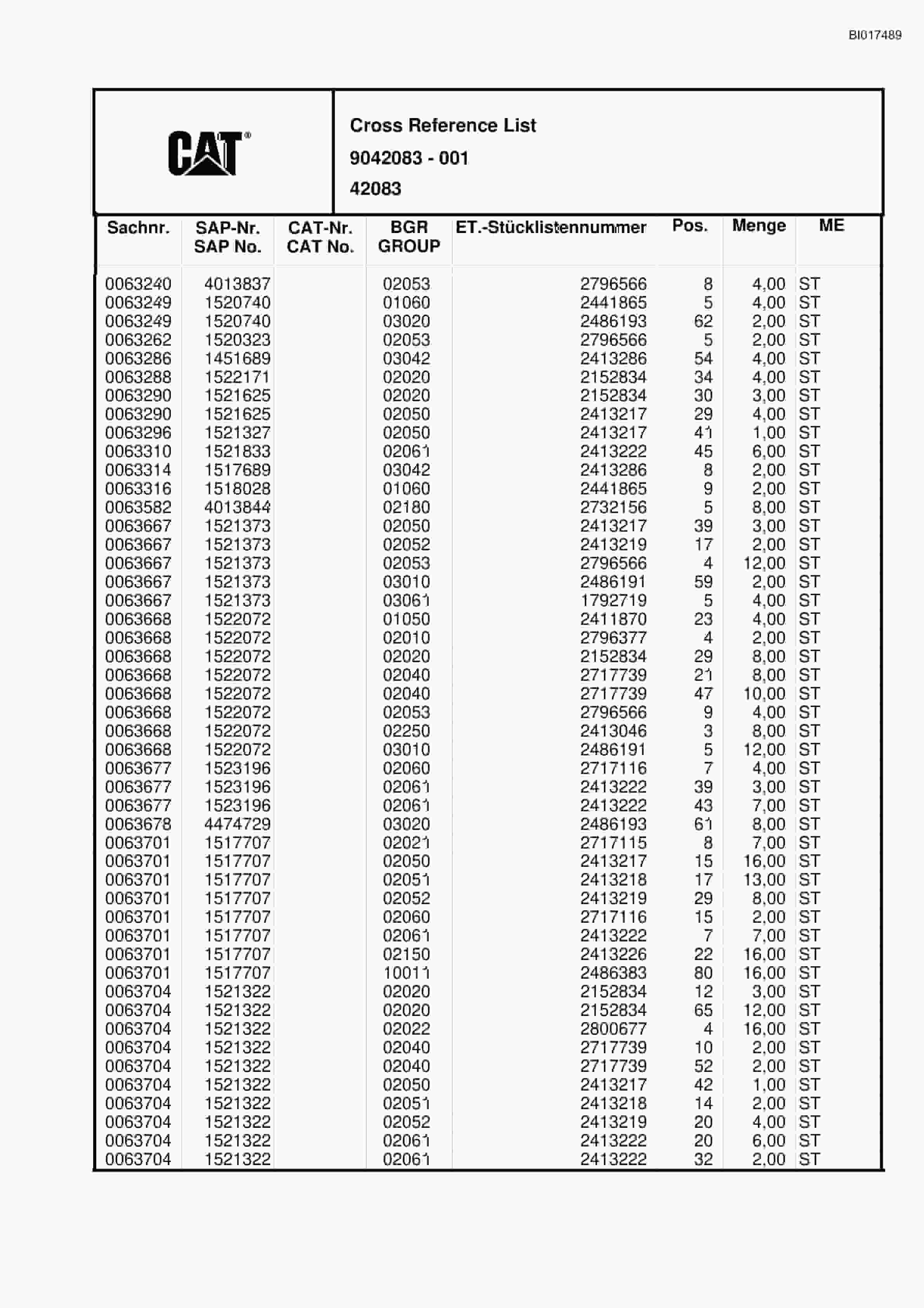 Caterpillar 6015 Hydraulic Shovel Spare Parts Manual BI017489-5