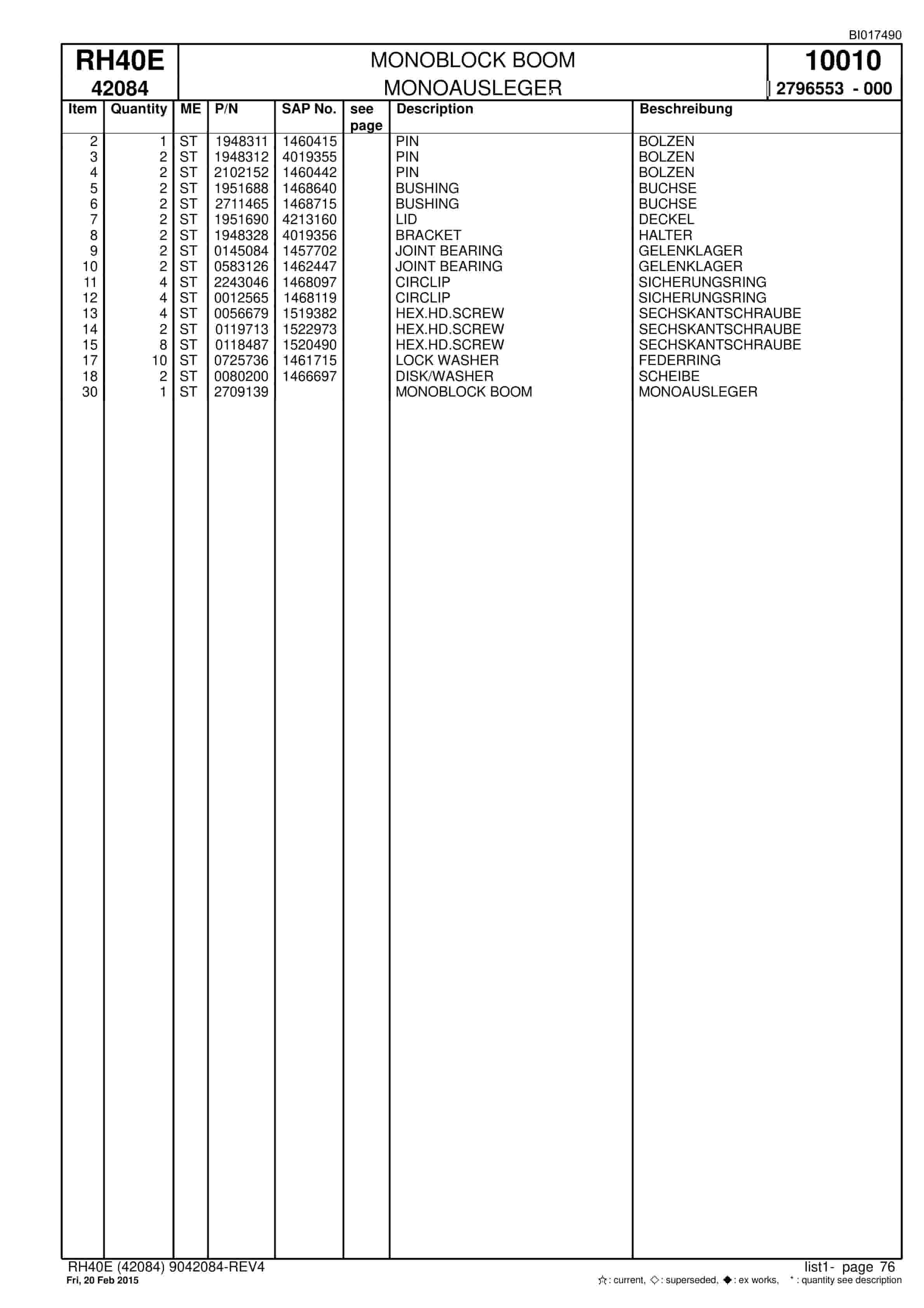 Caterpillar 6015 Hydraulic Shovel Spare Parts Manual BI017490-3