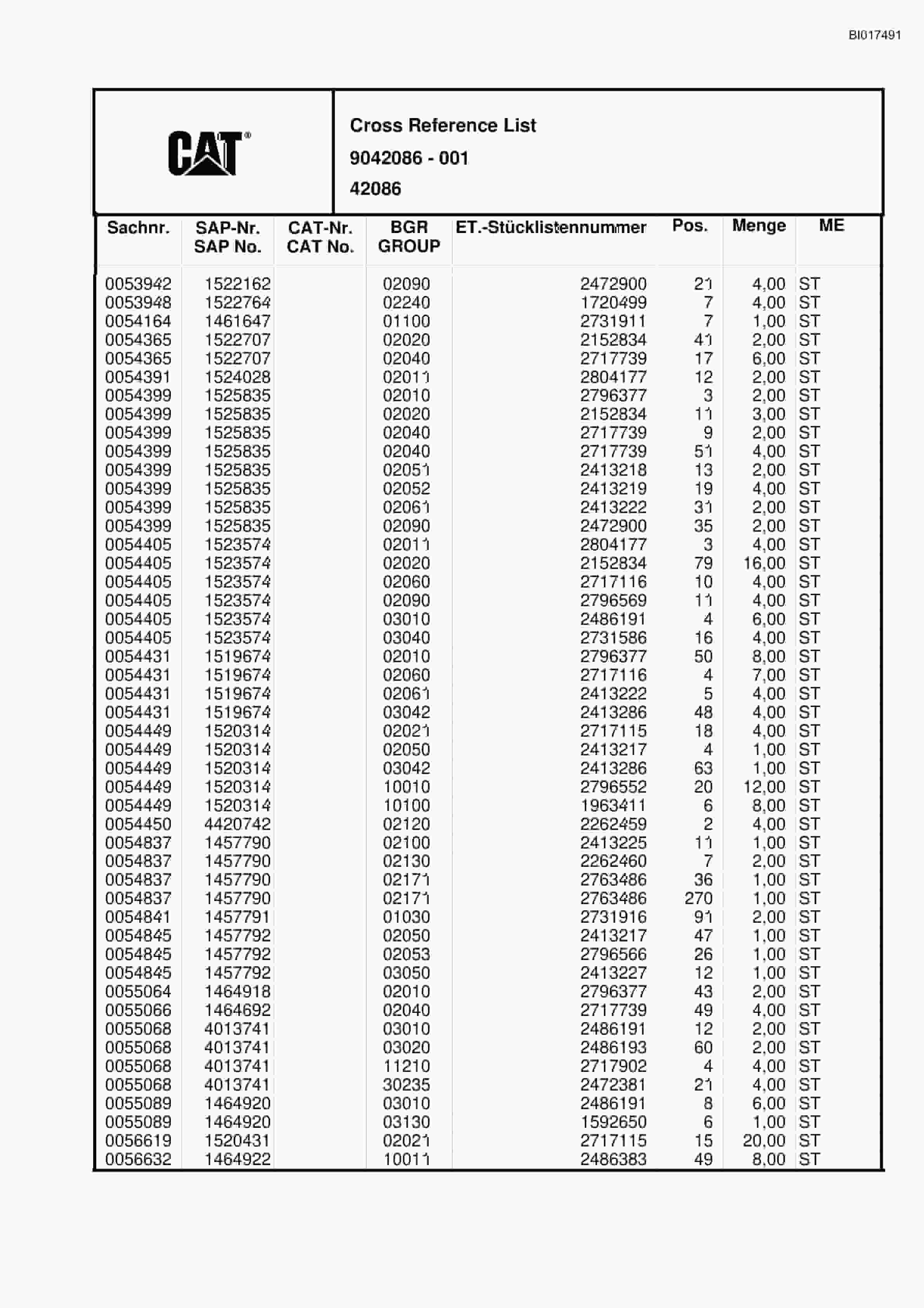 Caterpillar 6015 Hydraulic Shovel Spare Parts Manual BI017491-5