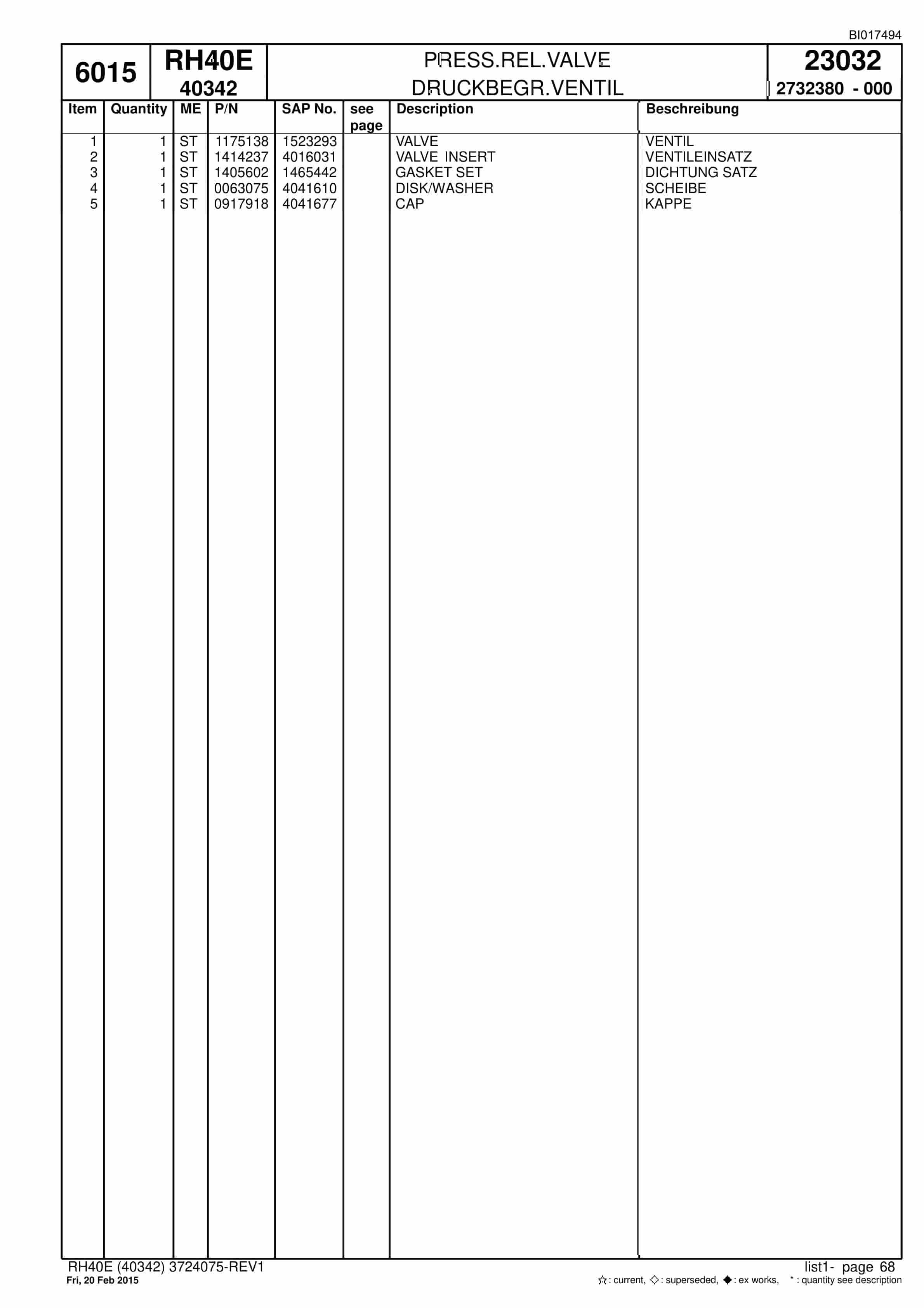 Caterpillar 6015 Hydraulic Shovel Spare Parts Manual BI017494-2