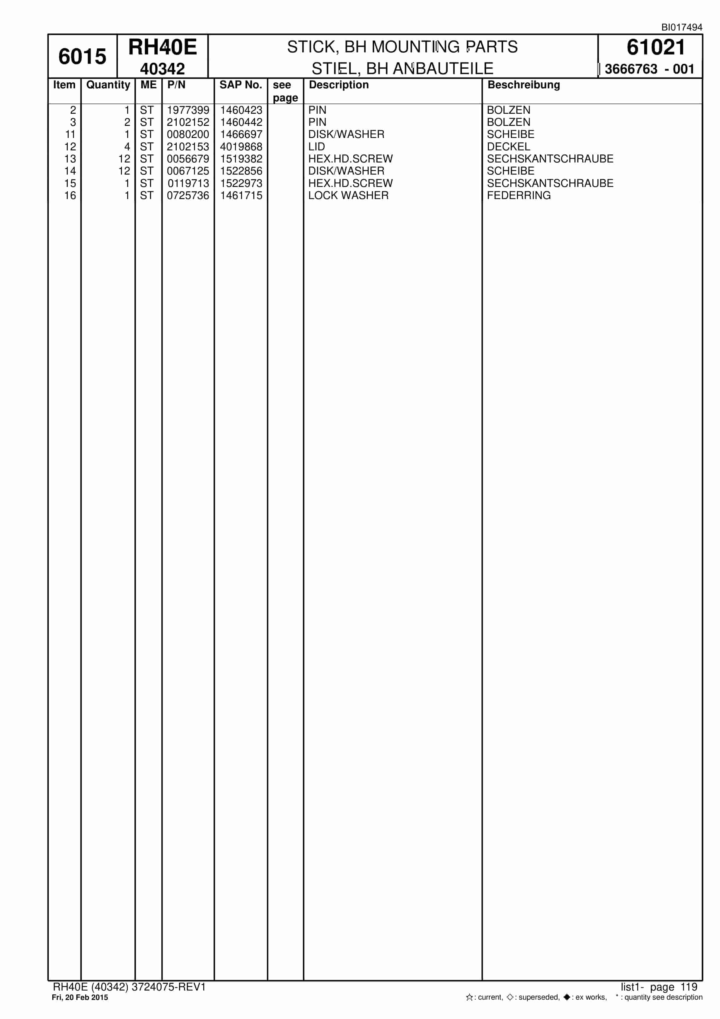 Caterpillar 6015 Hydraulic Shovel Spare Parts Manual BI017494-5