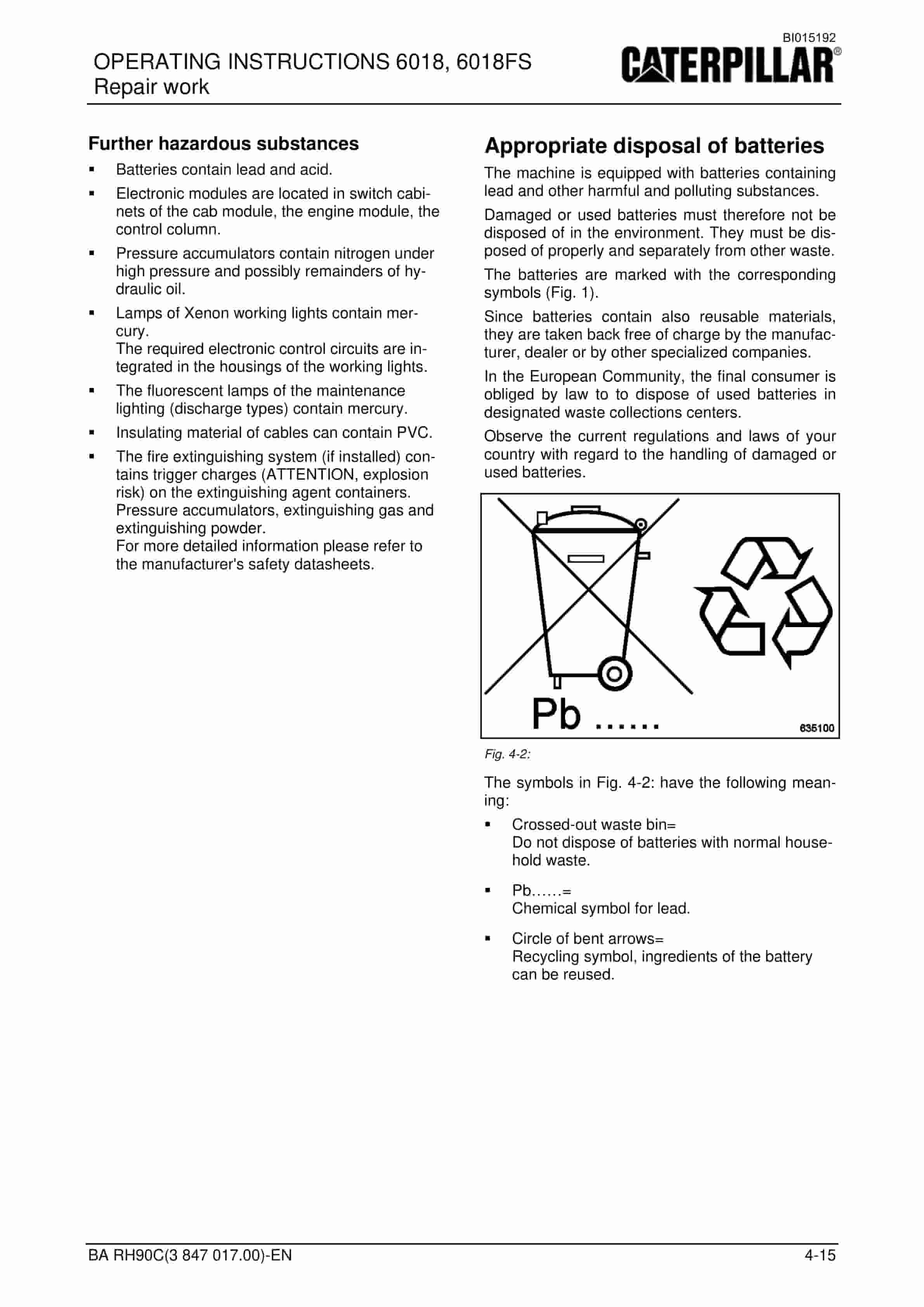 Caterpillar 6018, 6018 FS Hydraulic Shovel Operation And Maintenance Manual BI015192 4 Caterpillar 6018, 6018 FS Hydraulic Shovel Operation And Maintenance Manual BI015192 - Image 4