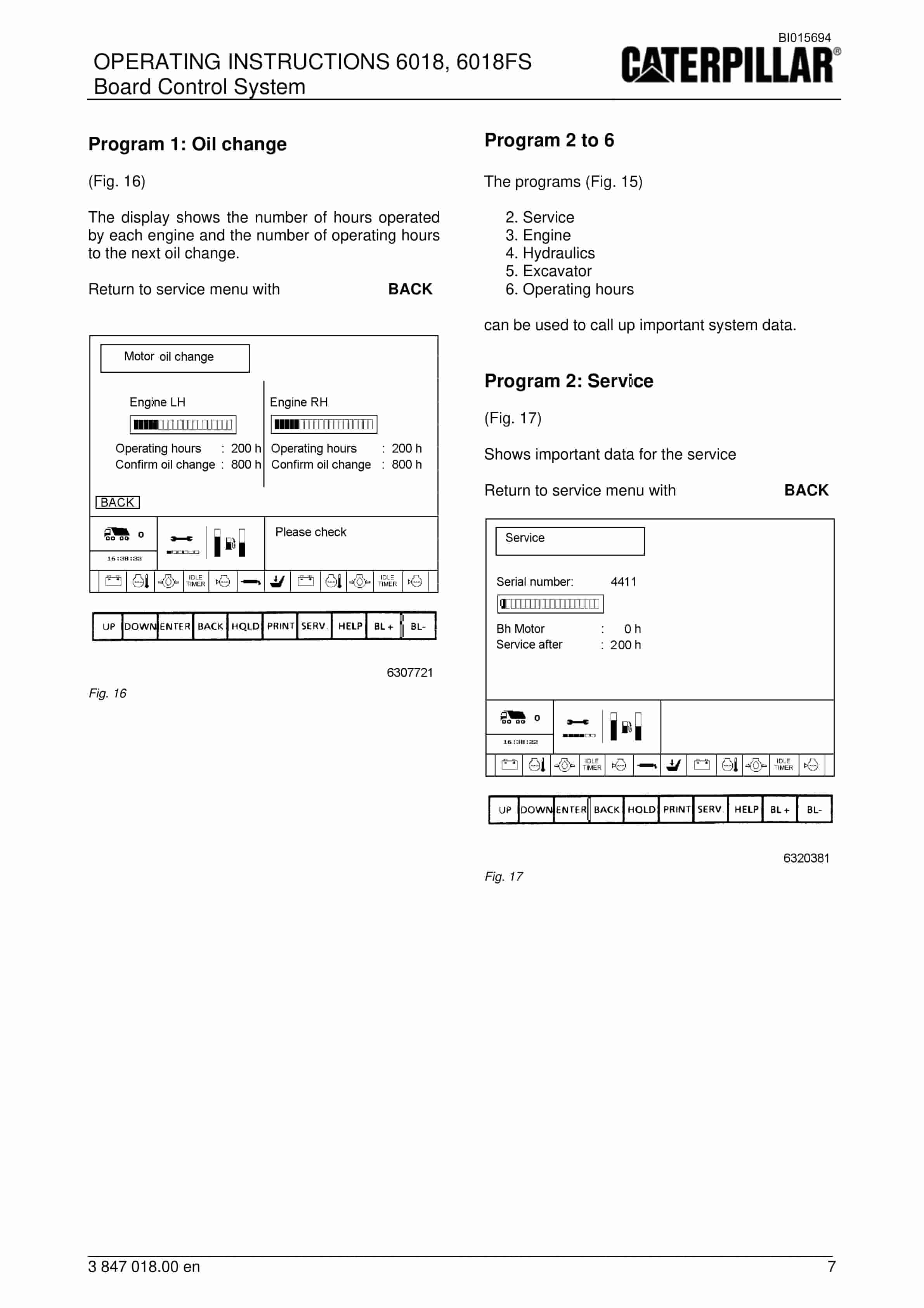Caterpillar 6018, 6018FS Board Control System Operation Manual BI015694 2 Caterpillar 6018, 6018FS Board Control System Operation Manual BI015694 - Image 2