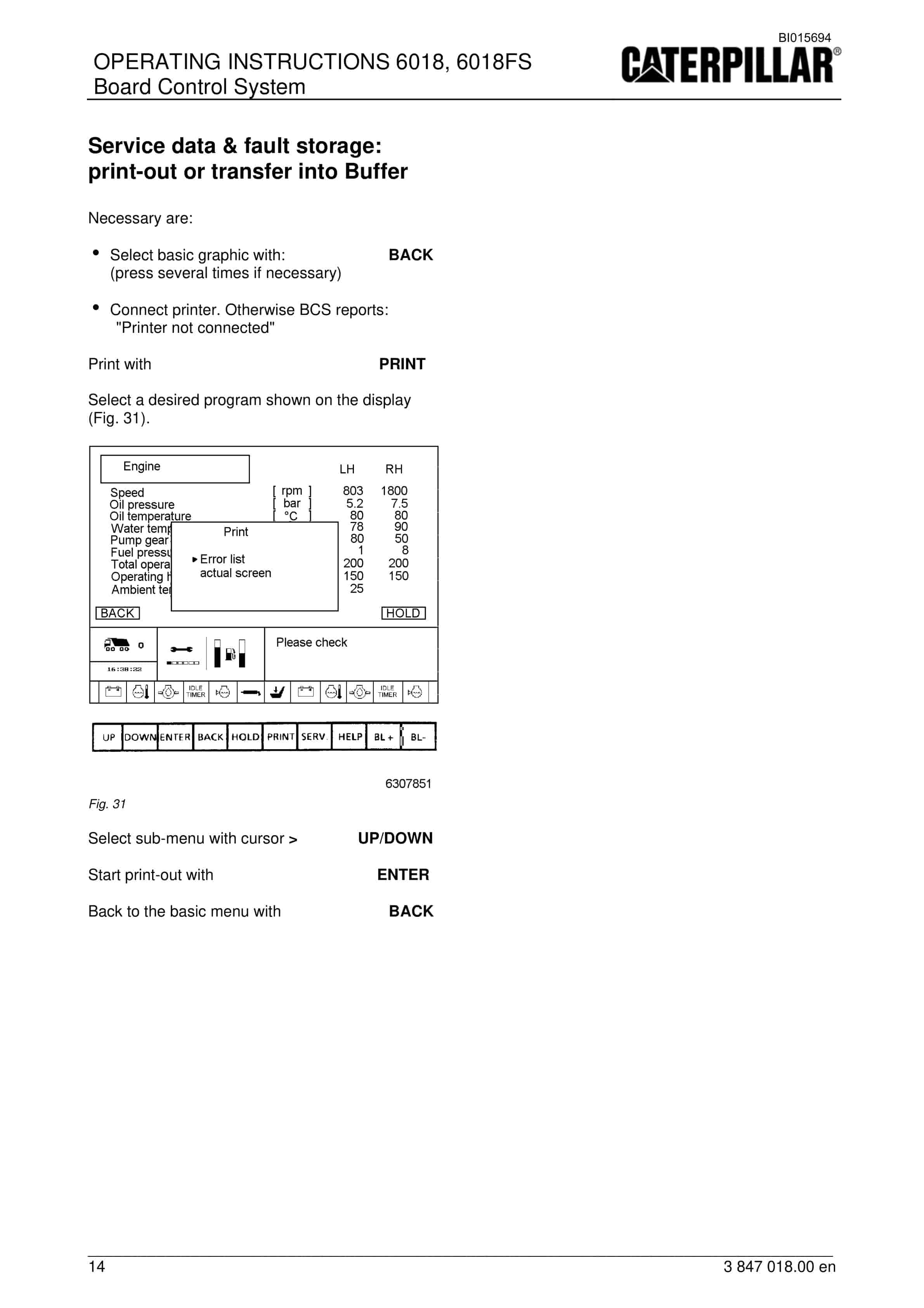 Caterpillar 6018, 6018FS Board Control System Operation Manual BI015694 5 Caterpillar 6018, 6018FS Board Control System Operation Manual BI015694 - Image 5