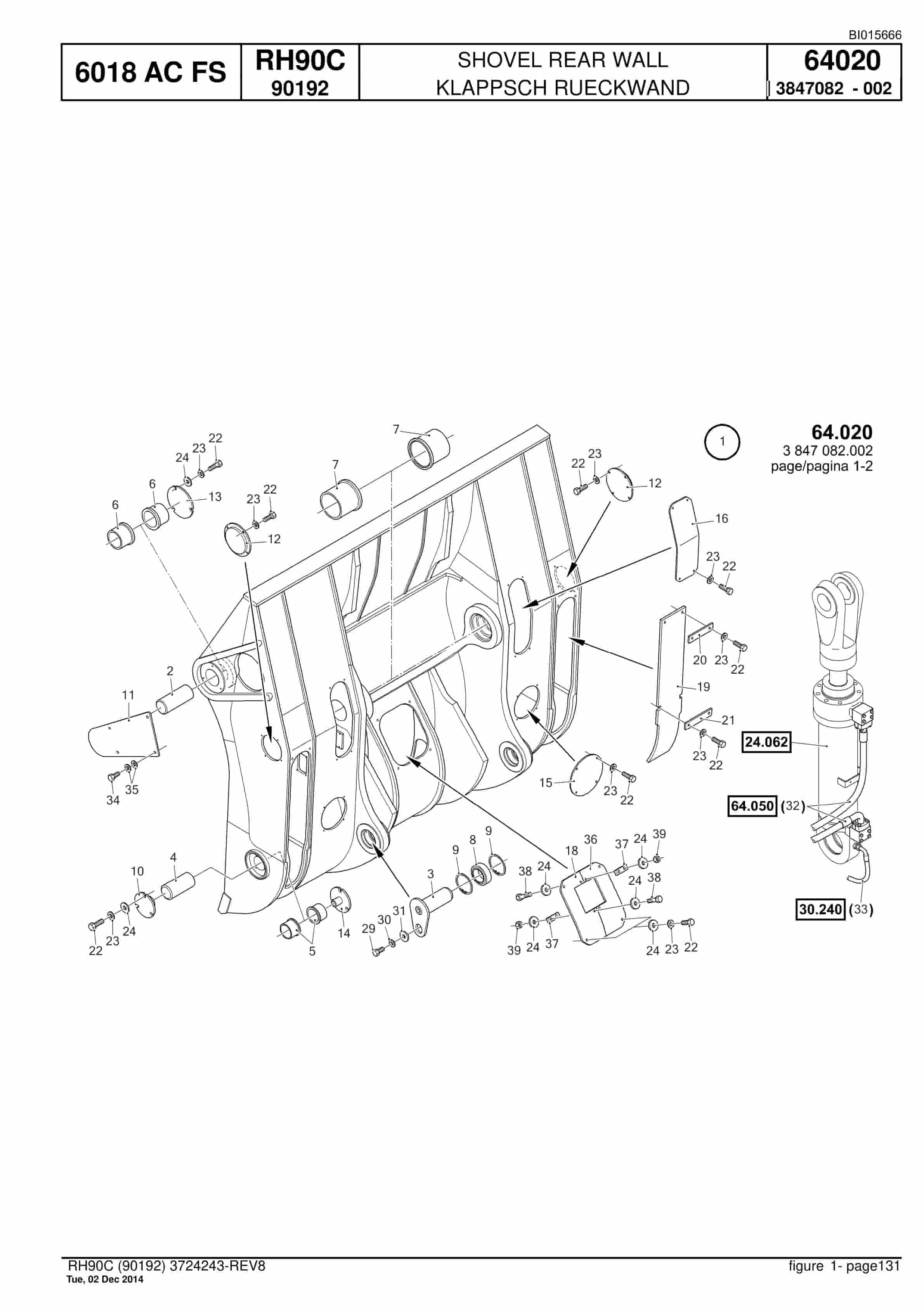 Caterpillar 6018 AC FS Hydraulic Shovel Spare Parts Manual BI015666-4