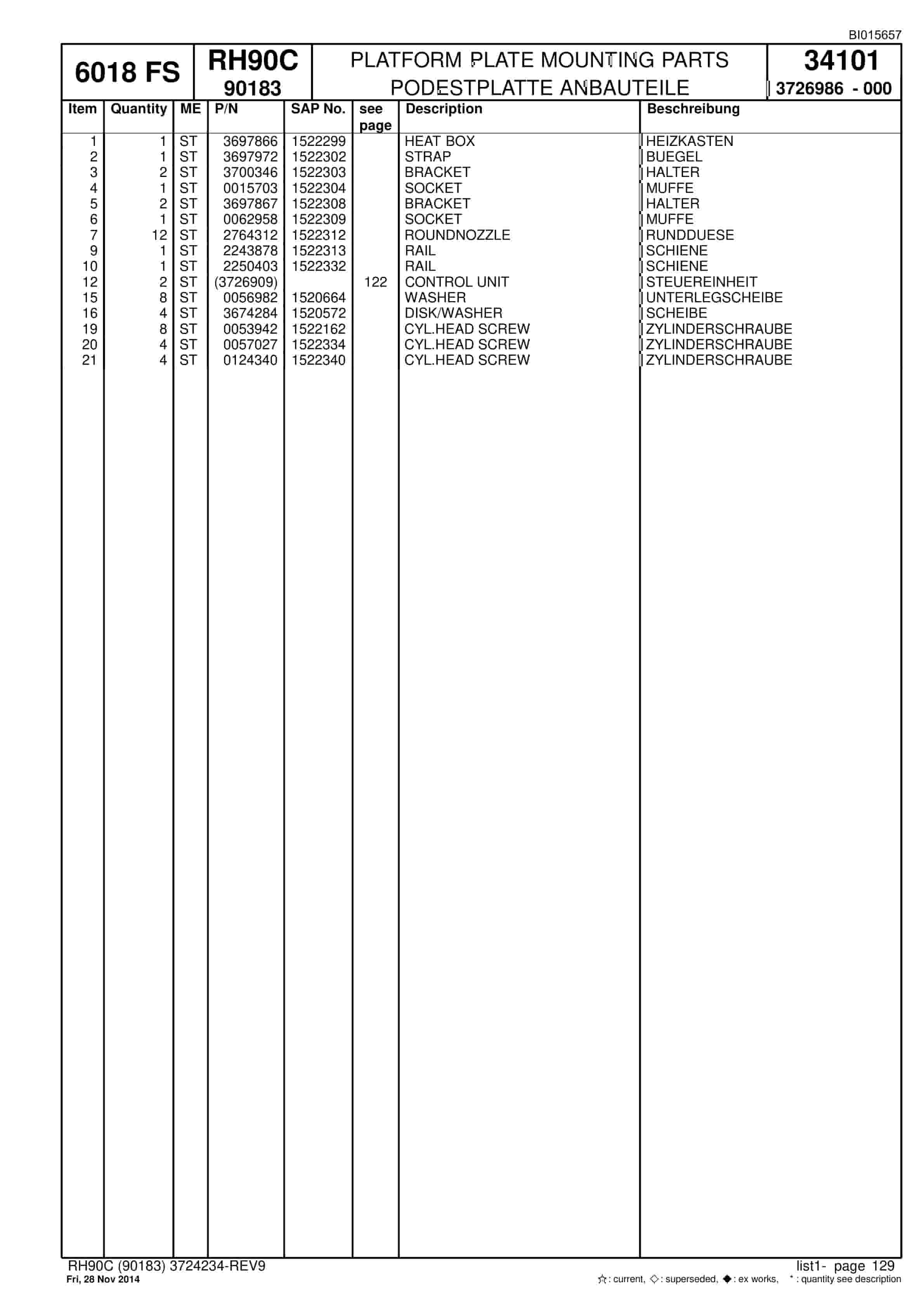 Caterpillar 6018 FS Hydraulic Shovel Spare Parts Manual BI015657-3