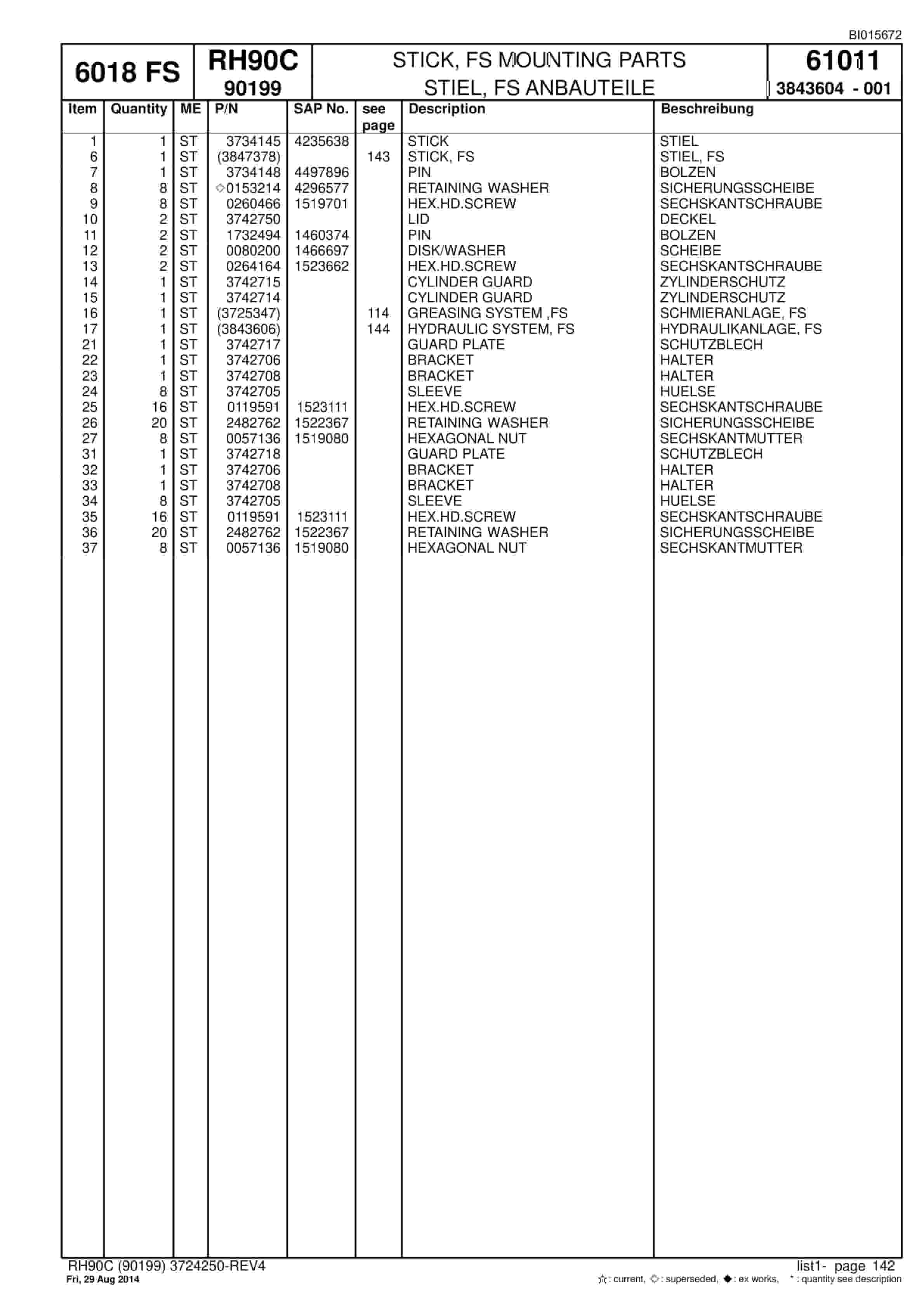 Caterpillar 6018 FS Hydraulic Shovel Spare Parts Manual BI015672-4
