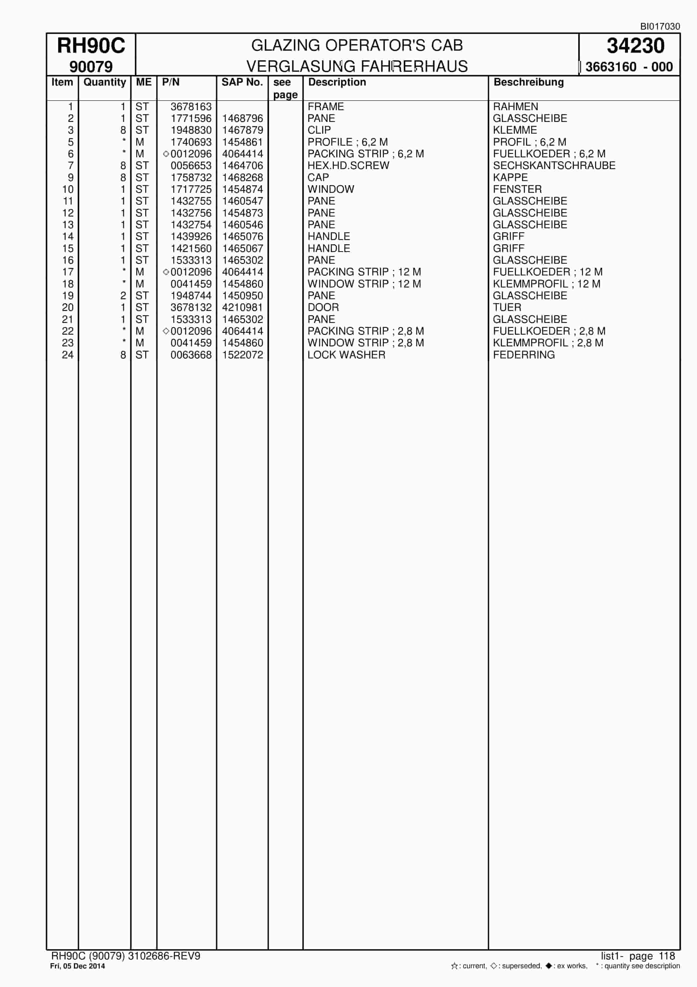 Caterpillar 6018 FS Hydraulic Shovel Spare Parts Manual BI017030-3