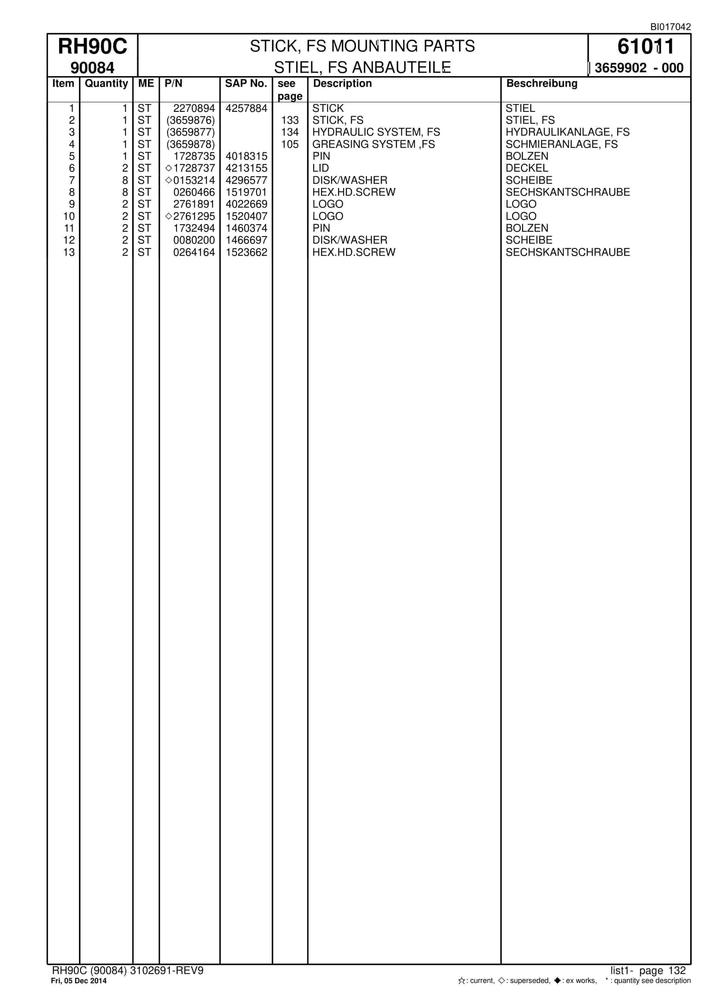 Caterpillar 6018 FS Hydraulic Shovel Spare Parts Manual BI017042-4