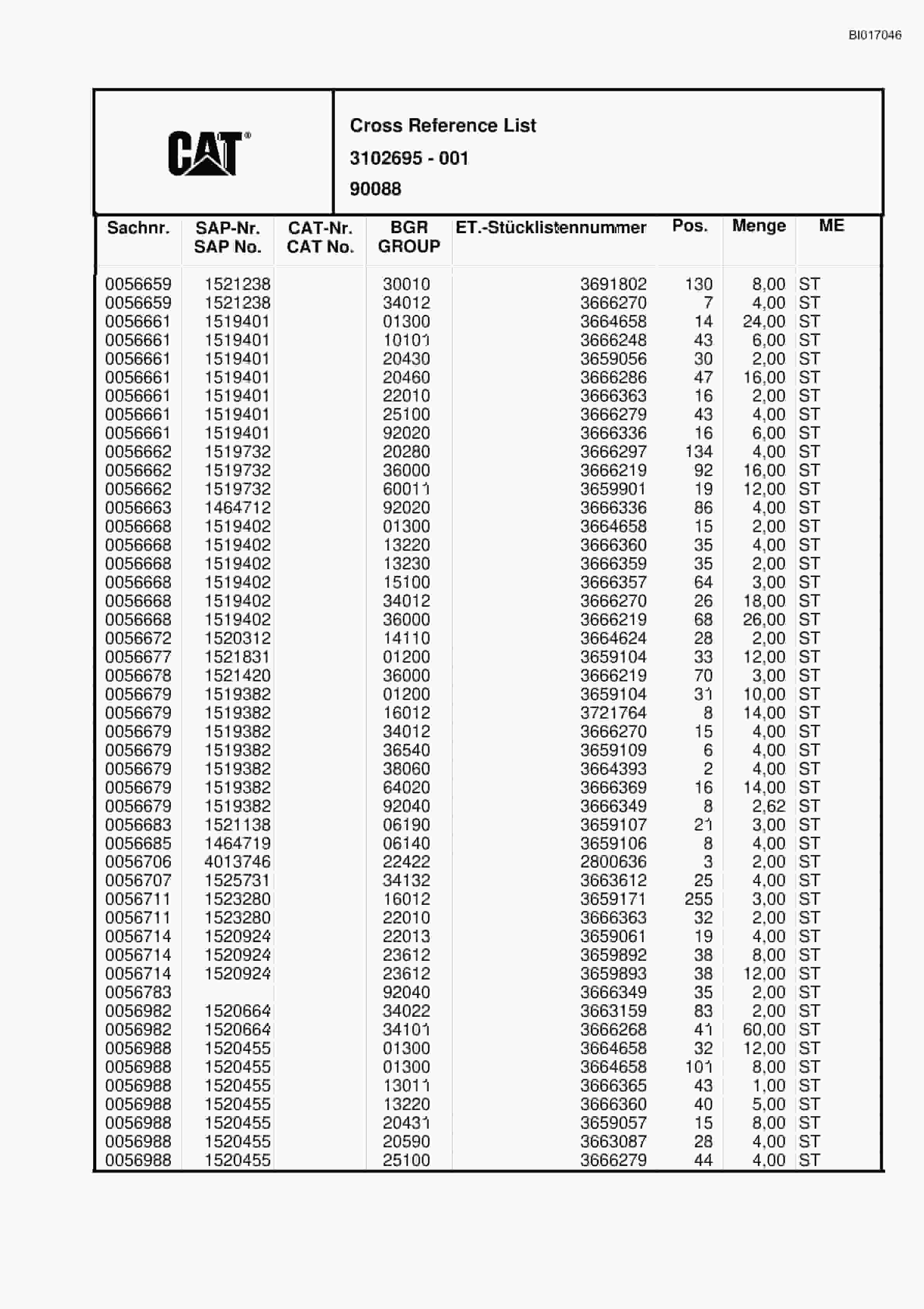 Caterpillar 6018 FS Hydraulic Shovel Spare Parts Manual BI017046-4