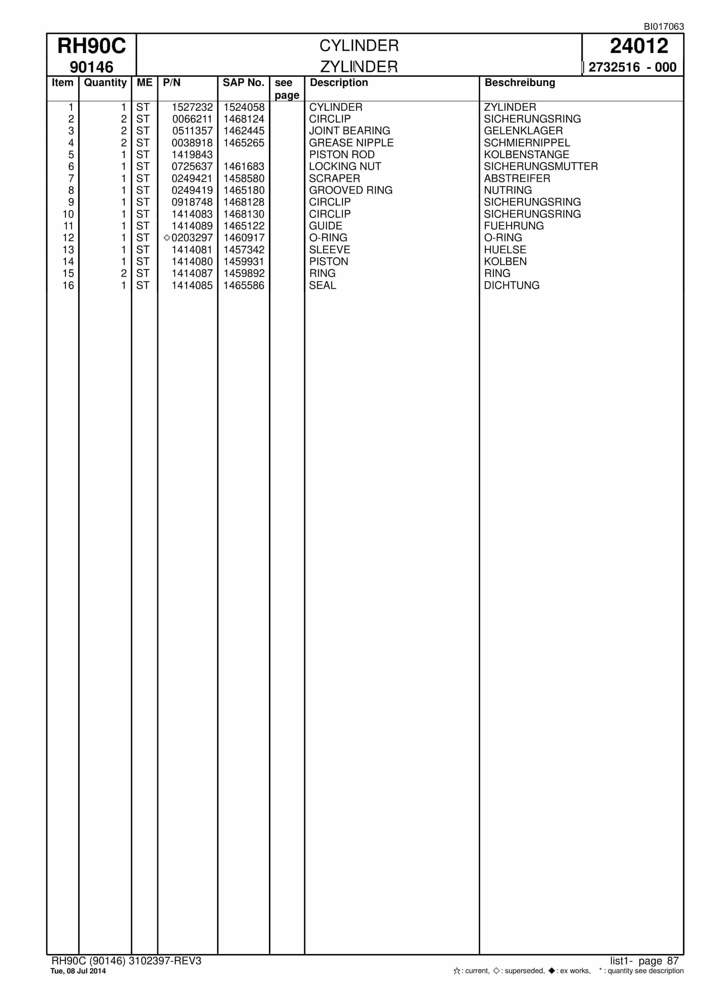 Caterpillar 6018 FS Hydraulic Shovel Spare Parts Manual BI017063-2