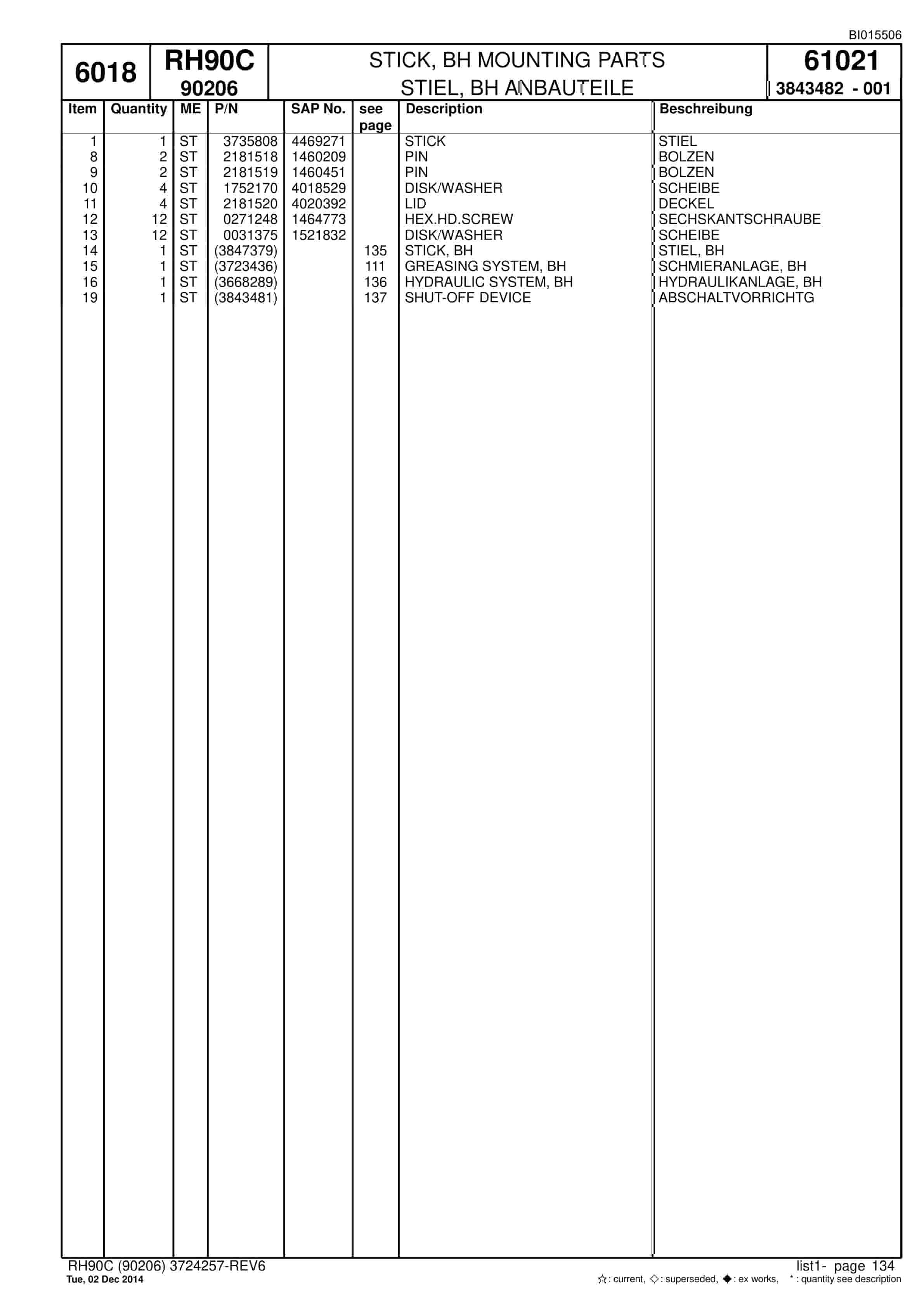 Caterpillar 6018 Hydraulic Shovel Spare Parts Manual BI015506-4