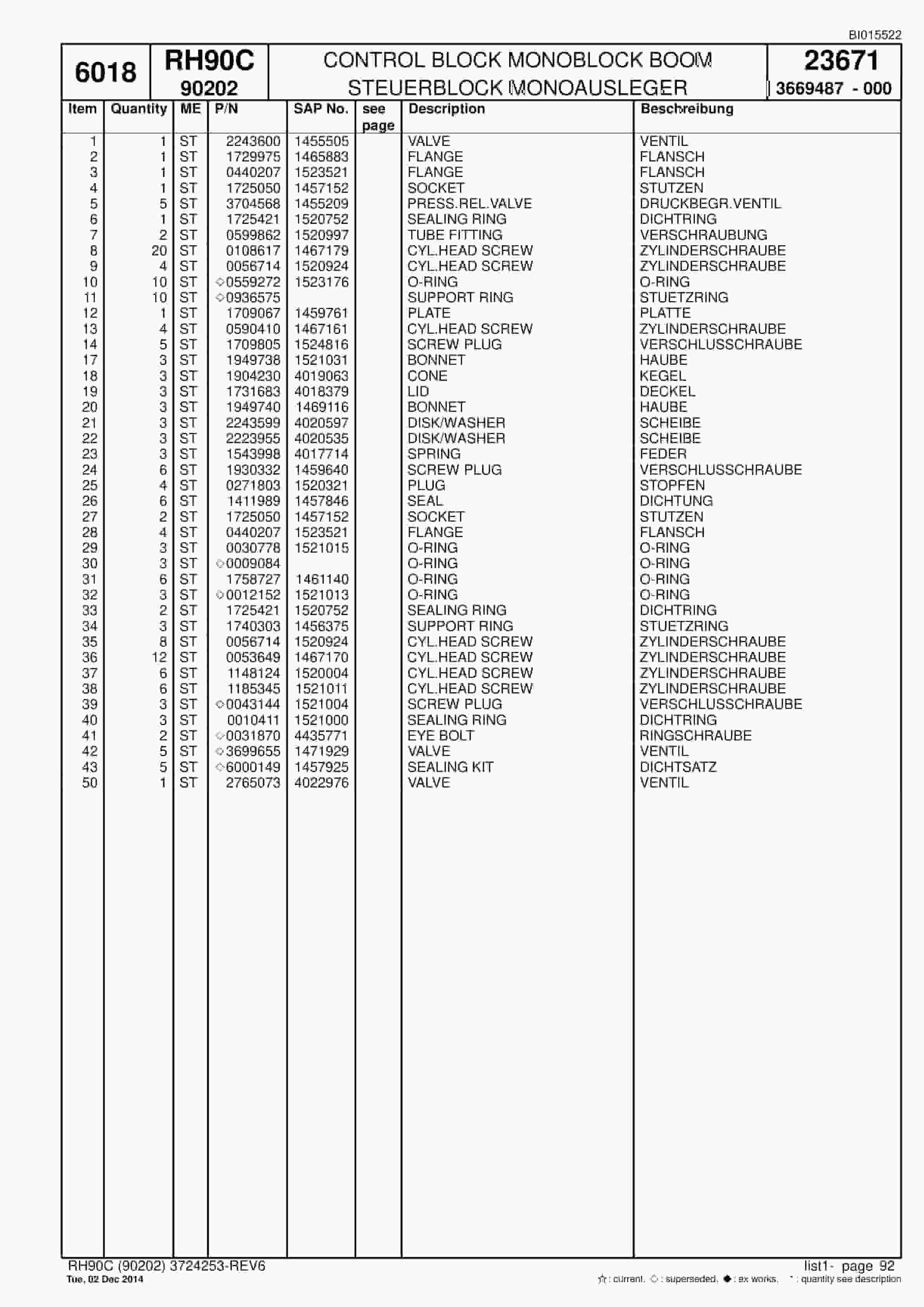 Caterpillar 6018 Hydraulic Shovel Spare Parts Manual BI015522-2