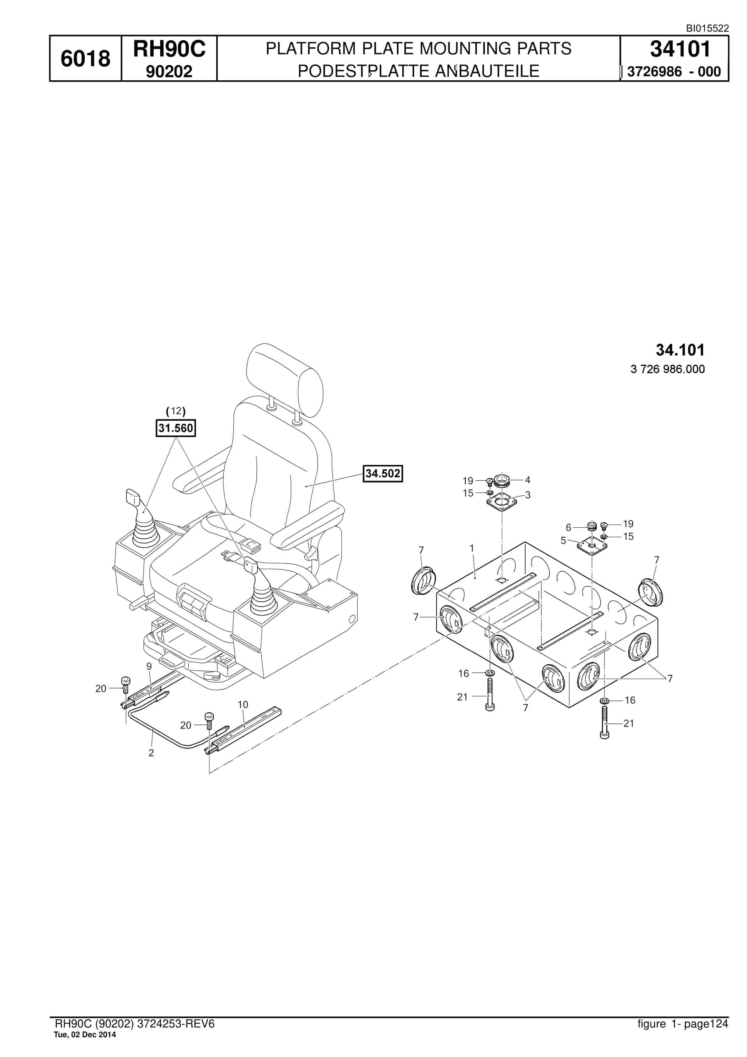 Caterpillar 6018 Hydraulic Shovel Spare Parts Manual BI015522-3