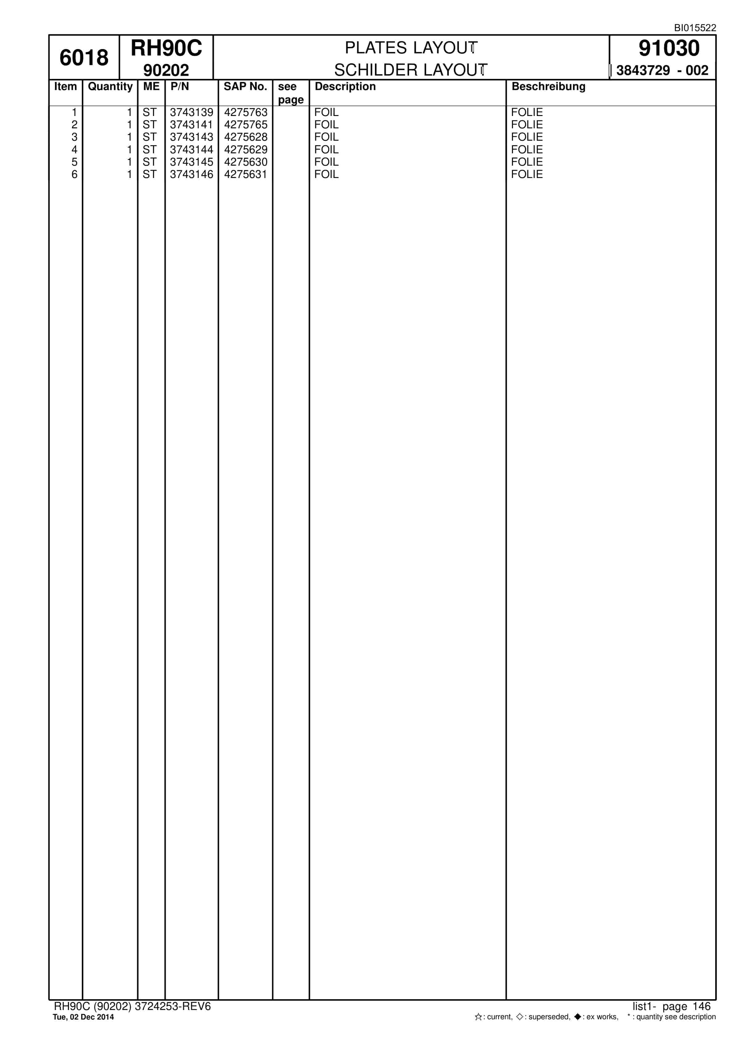 Caterpillar 6018 Hydraulic Shovel Spare Parts Manual BI015522-5