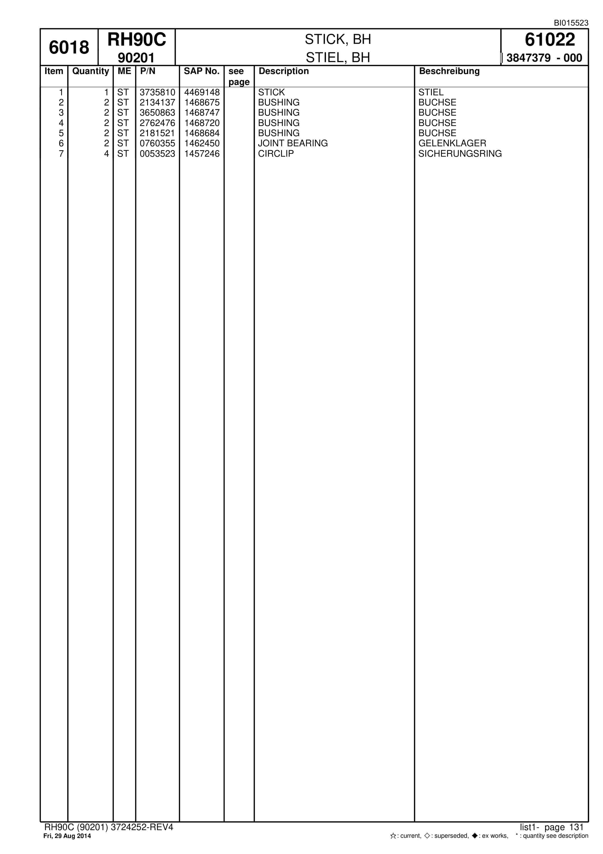 Caterpillar 6018 Hydraulic Shovel Spare Parts Manual BI015523-4